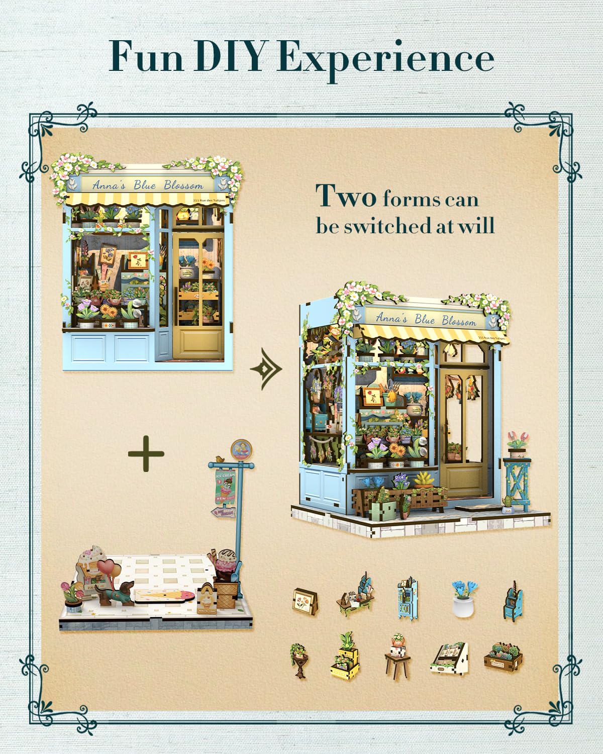 Cutefun Book Nook Kit, DIY Miniature House Kit for Adults, 3D Wooden Puzzle Mini House Building Kit with LED, Dollhouse Kit Bookshelf Insert Decor Creative Gifts for Teens (The Astrology Bookshop)