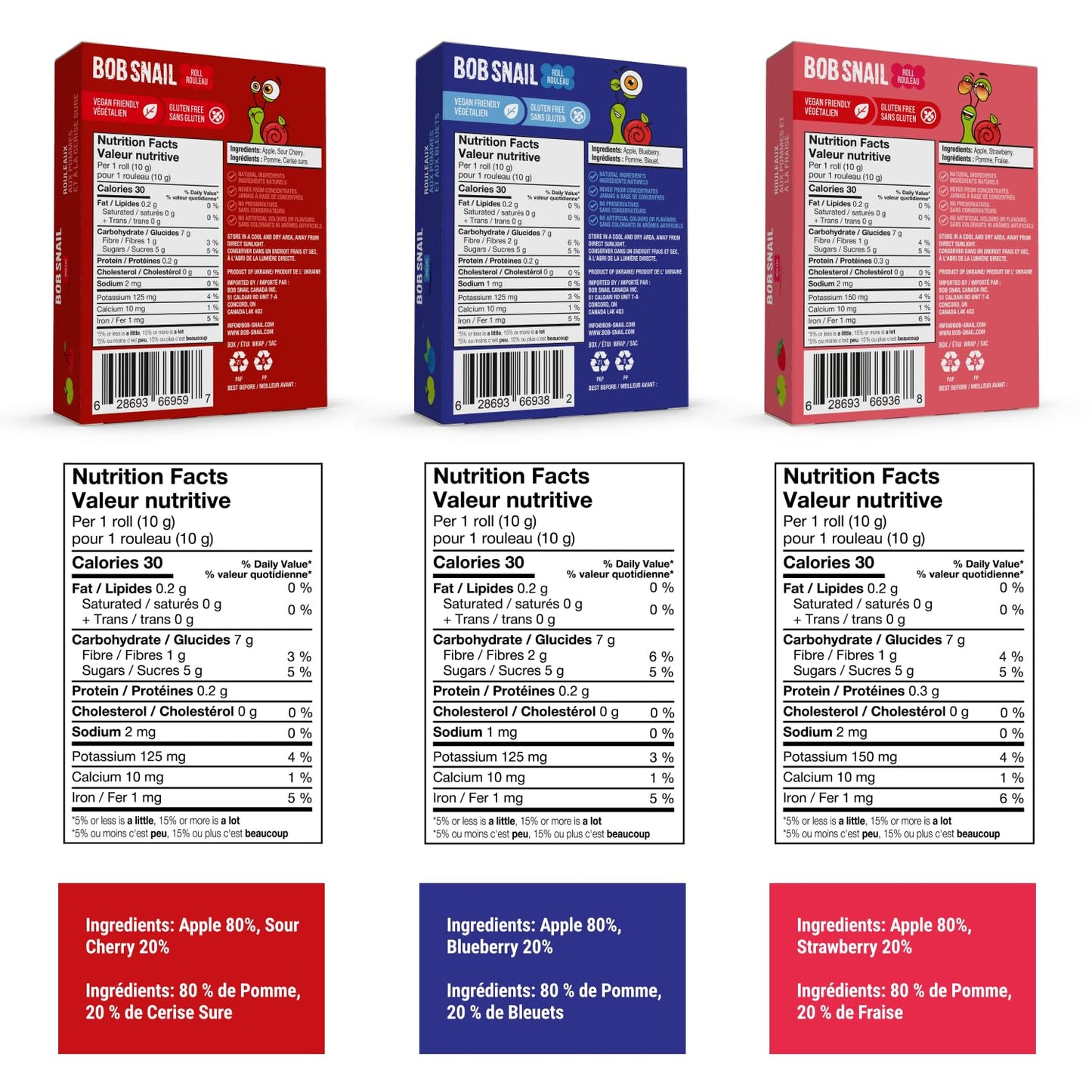 Bob Snail Fruit Roll Ups – Healthy Sweets Snacks, Real Dried Fruits, No Added Sugar, Vegan, Nut Free, Candy for Adults, Kids, with Blueberry, Raspberry, Strawberry – Bulk gift Box 80 pcs Rolls, 800g