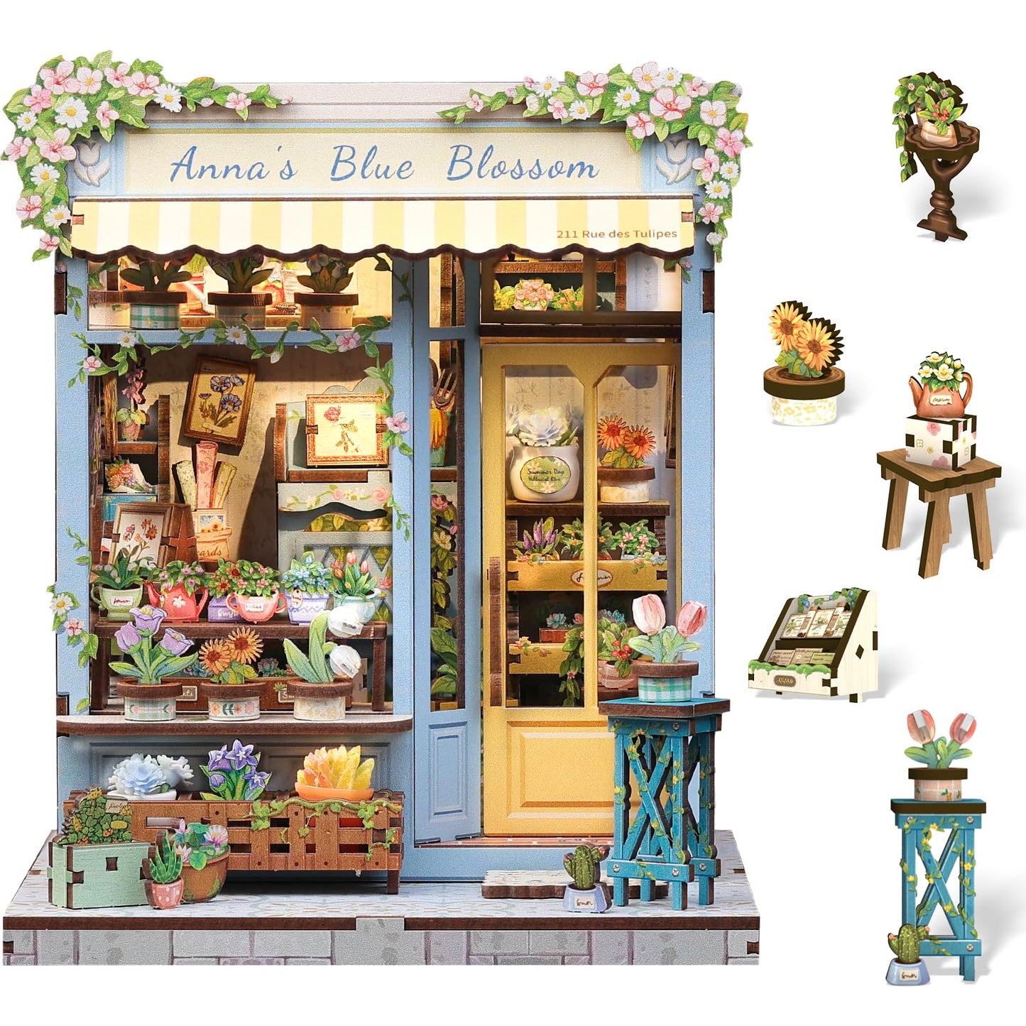 Cutefun Book Nook Kit, DIY Miniature House Kit for Adults, 3D Wooden Puzzle Mini House Building Kit with LED, Dollhouse Kit Bookshelf Insert Decor Creative Gifts for Teens (The Astrology Bookshop)