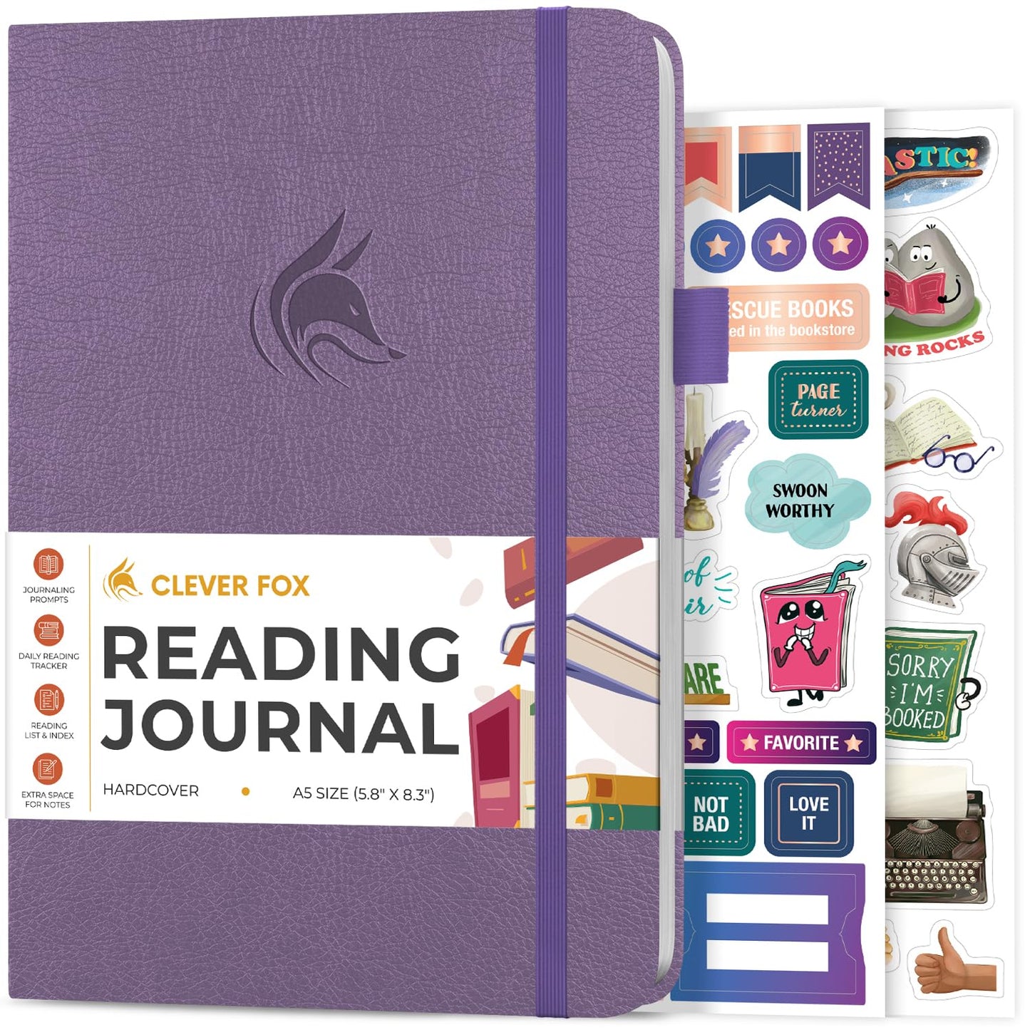 Journal de lecture en similicuir avec autocollants - Plusieurs coloris