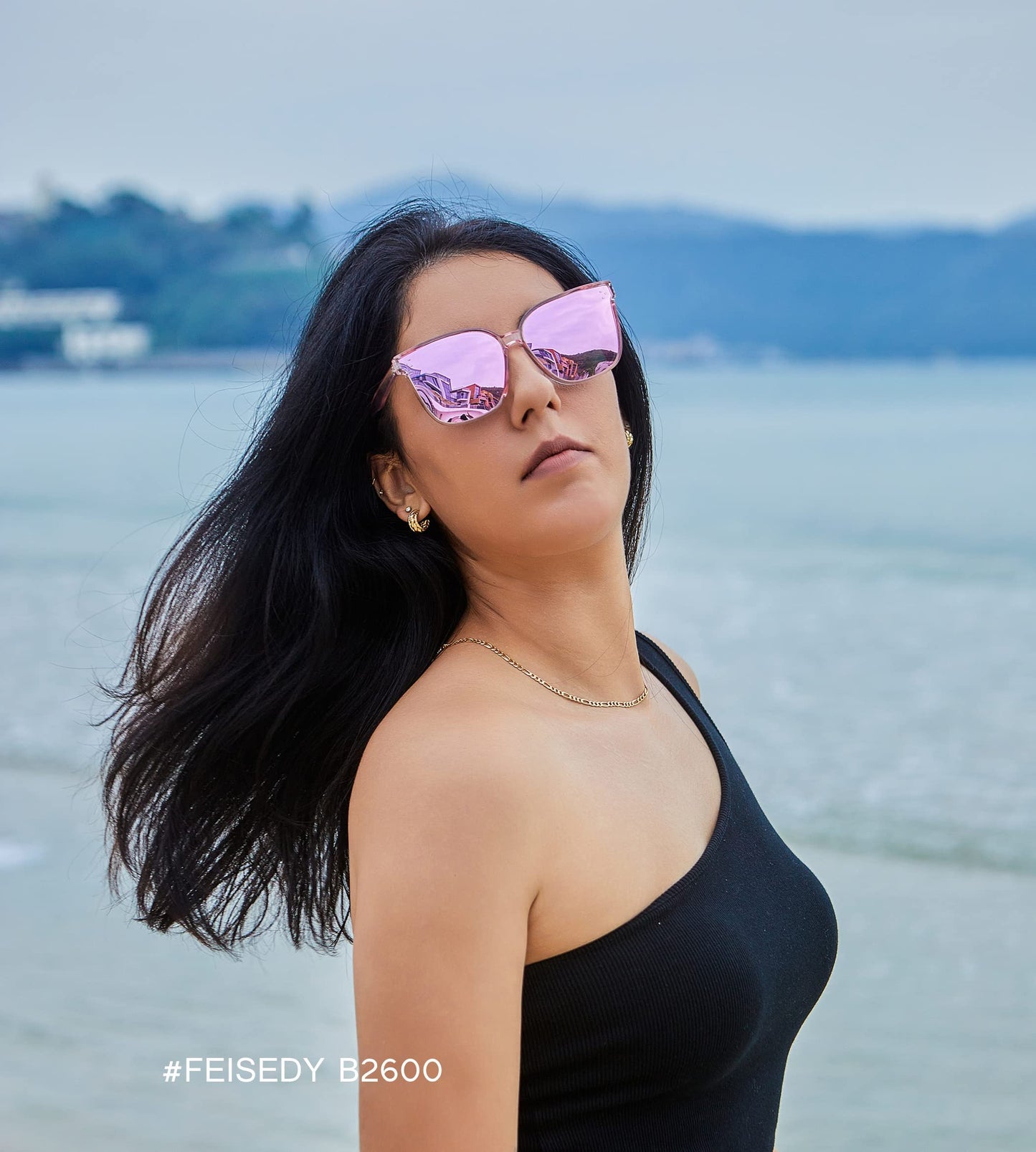 FEISEDY Lunettes de soleil polarisées carrées surdimensionnées rétro pour femmes et hommes, style minimaliste B2600