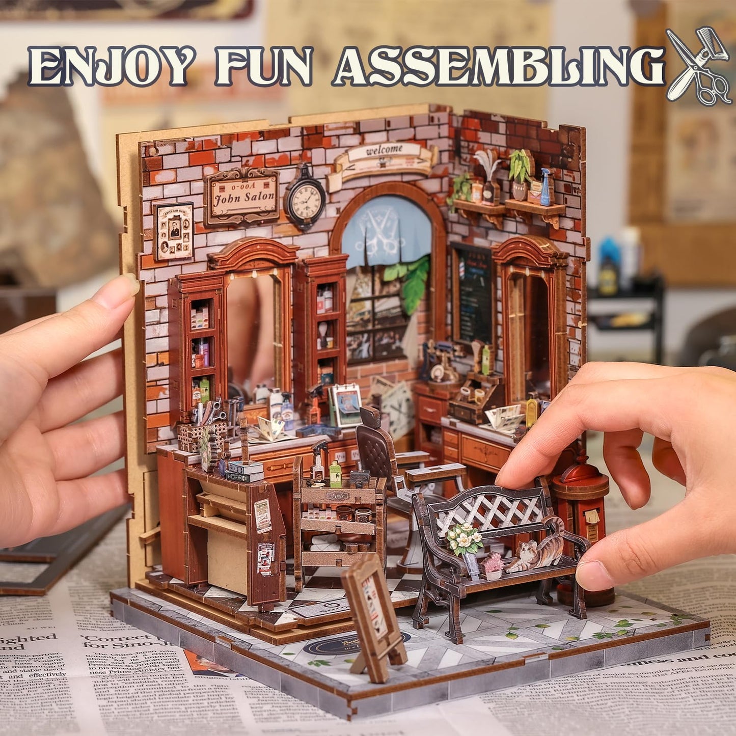 Cutefun Book Nook Kit, DIY Miniature House Kit for Adults, 3D Wooden Puzzle Mini House Building Kit with LED, Dollhouse Kit Bookshelf Insert Decor Creative Gifts for Teens (The Astrology Bookshop)