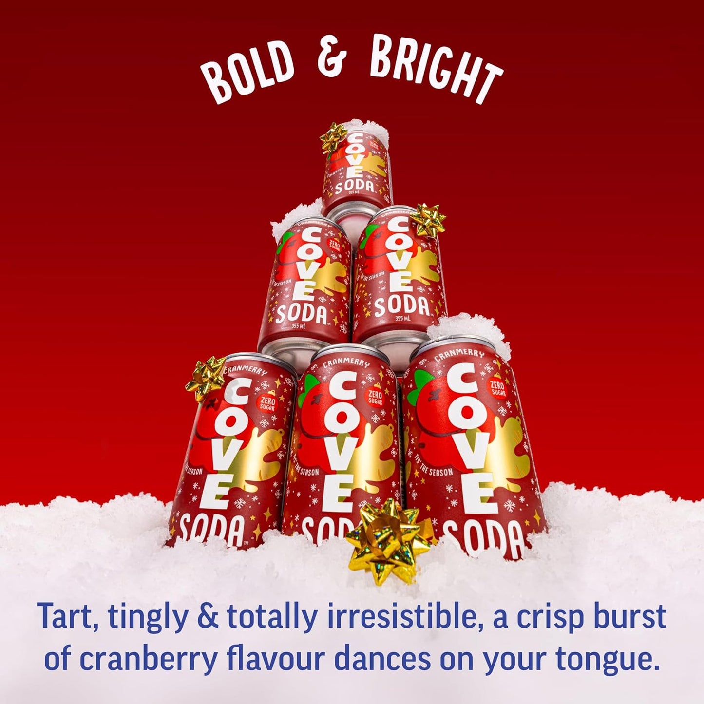 Cove Probiotic Soda, Zero Sugar Better-For-You Alternative - Refreshing, Delicious Probiotic Drink, No Artificial Colours & Caffeine Free - Raspberry, 12 Pack