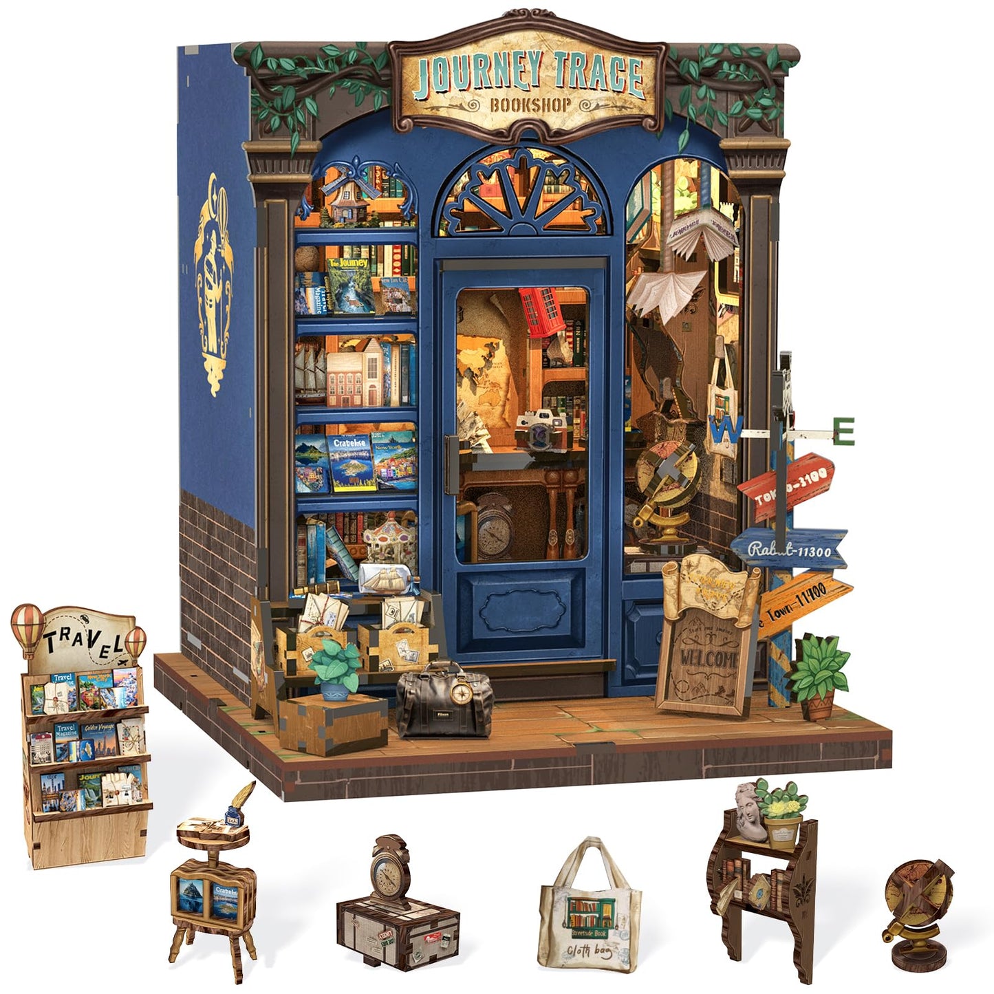 Cutefun Book Nook Kit, DIY Miniature House Kit for Adults, 3D Wooden Puzzle Mini House Building Kit with LED, Dollhouse Kit Bookshelf Insert Decor Creative Gifts for Teens (The Astrology Bookshop)