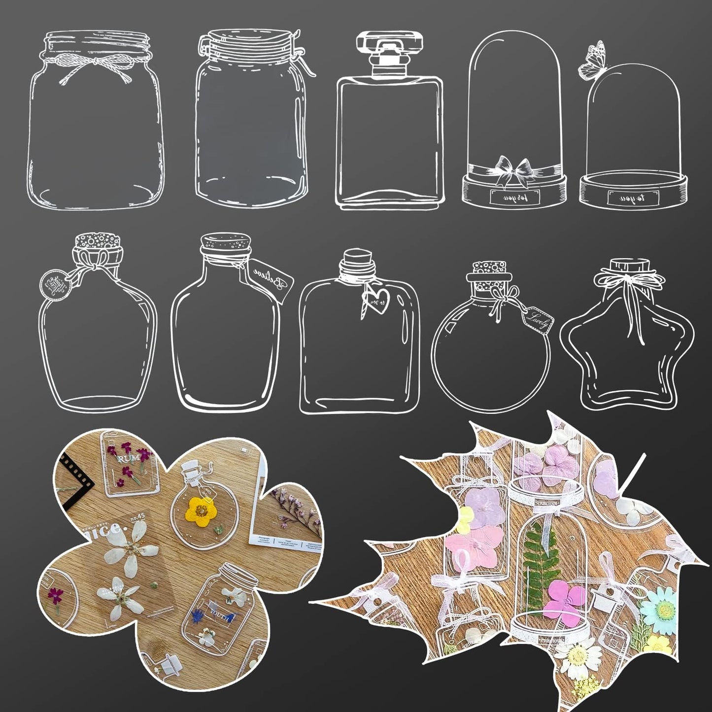 103PCS Bookmark Making Kit, Kaluofan DIY Bookmark Transparent Dried Flower Bookmarks Kit with Abundant Bottle Bookmarks Dried Flowers Tassels and Tweezer
