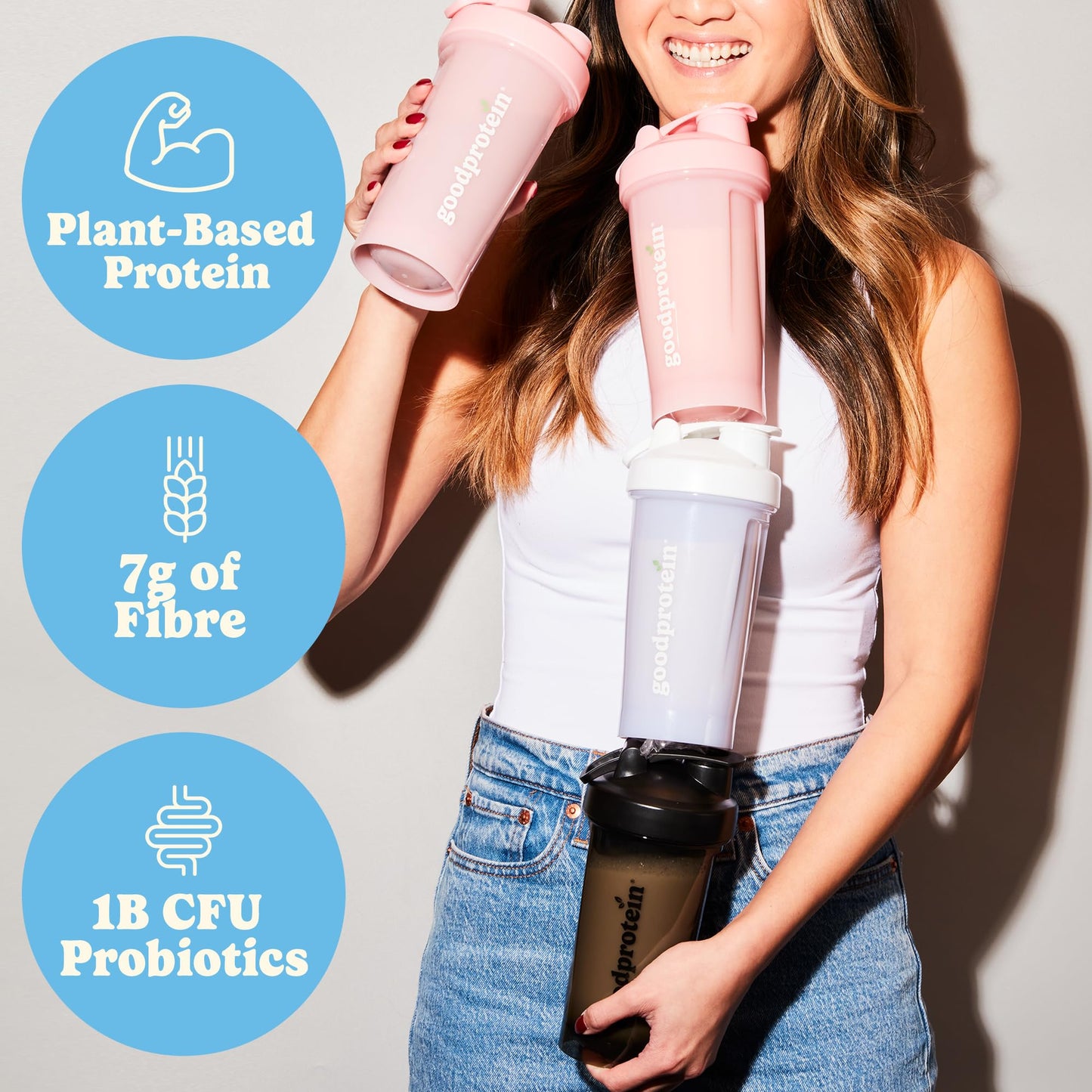 Good Protein Vegan Plant-based Protein Powder 100% Natural, Non-GMO, Dairy-free, Gluten-free, Soy-free, No Added Sugar and Nothing Artificial. Strawberries & Cream All-in-One Shake 440 grams