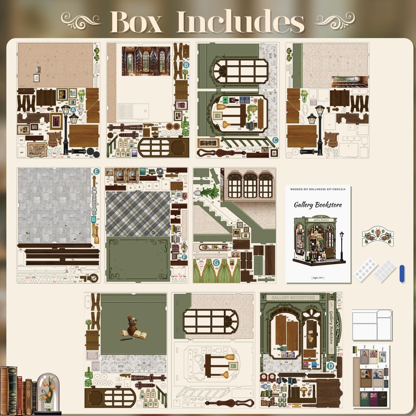 Cutefun Book Nook Kit, DIY Miniature House Kit for Adults, 3D Wooden Puzzle Mini House Building Kit with LED, Dollhouse Kit Bookshelf Insert Decor Creative Gifts for Teens (The Astrology Bookshop)