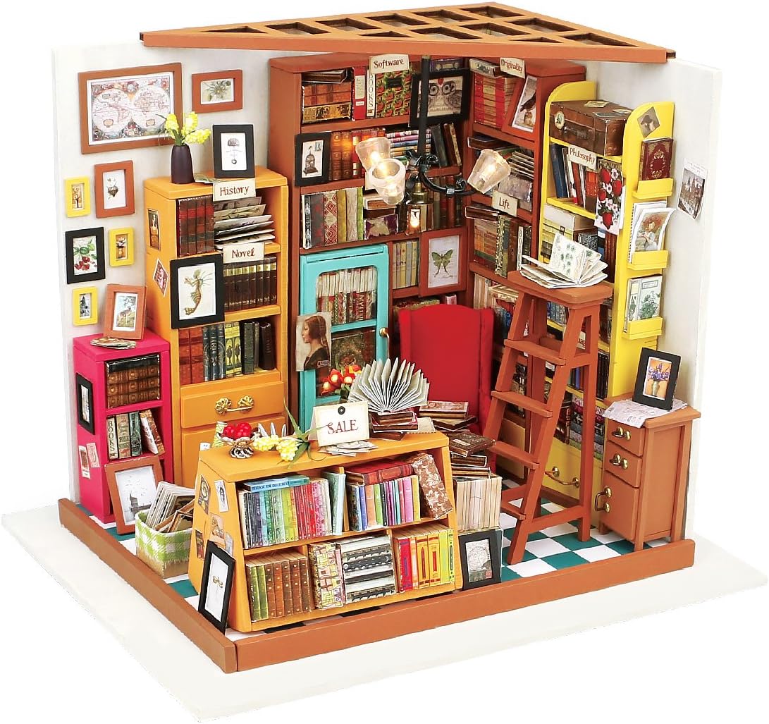 Kit de Bricolage pour Diorama Bibliothèque Miniature