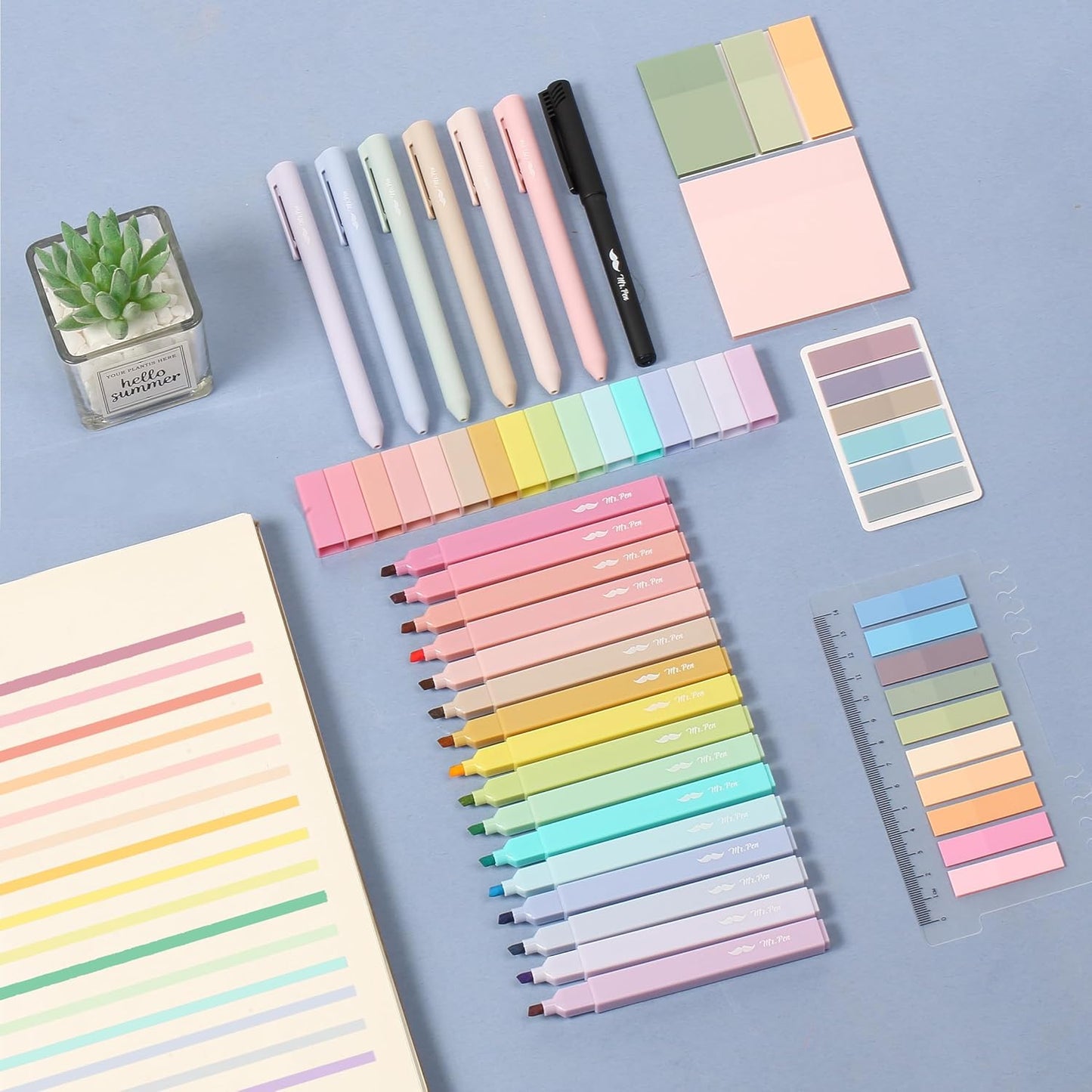 Mr. Pen- Aesthetic Book Annotation Kit, Aesthetic Highlighters and Gel Pens, Transparent Sticky Notes, Transparent Sticky Tabs for Books, No Bleed Highlighters for Bible Pages No Bleed