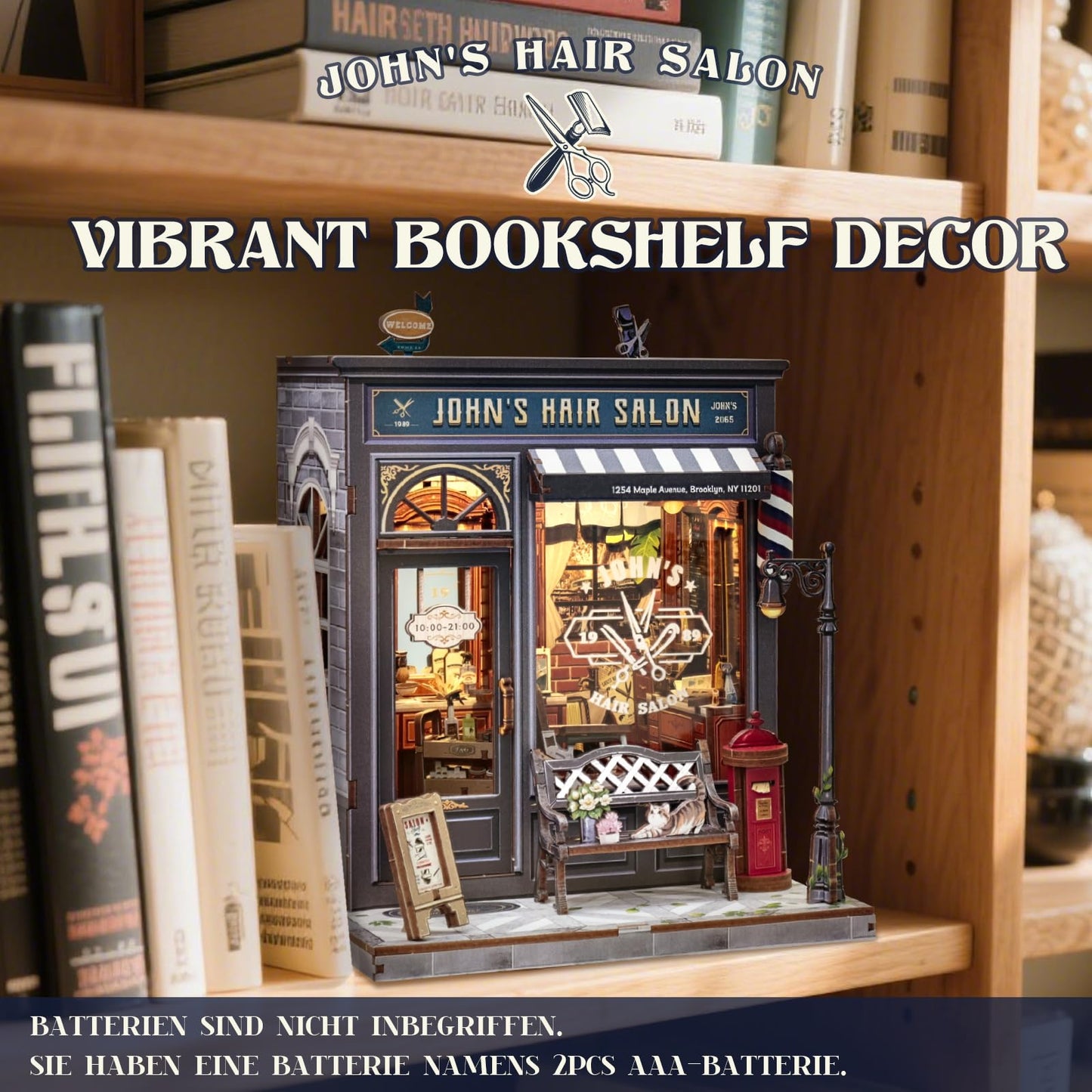 Cutefun Book Nook Kit, DIY Miniature House Kit for Adults, 3D Wooden Puzzle Mini House Building Kit with LED, Dollhouse Kit Bookshelf Insert Decor Creative Gifts for Teens (The Astrology Bookshop)