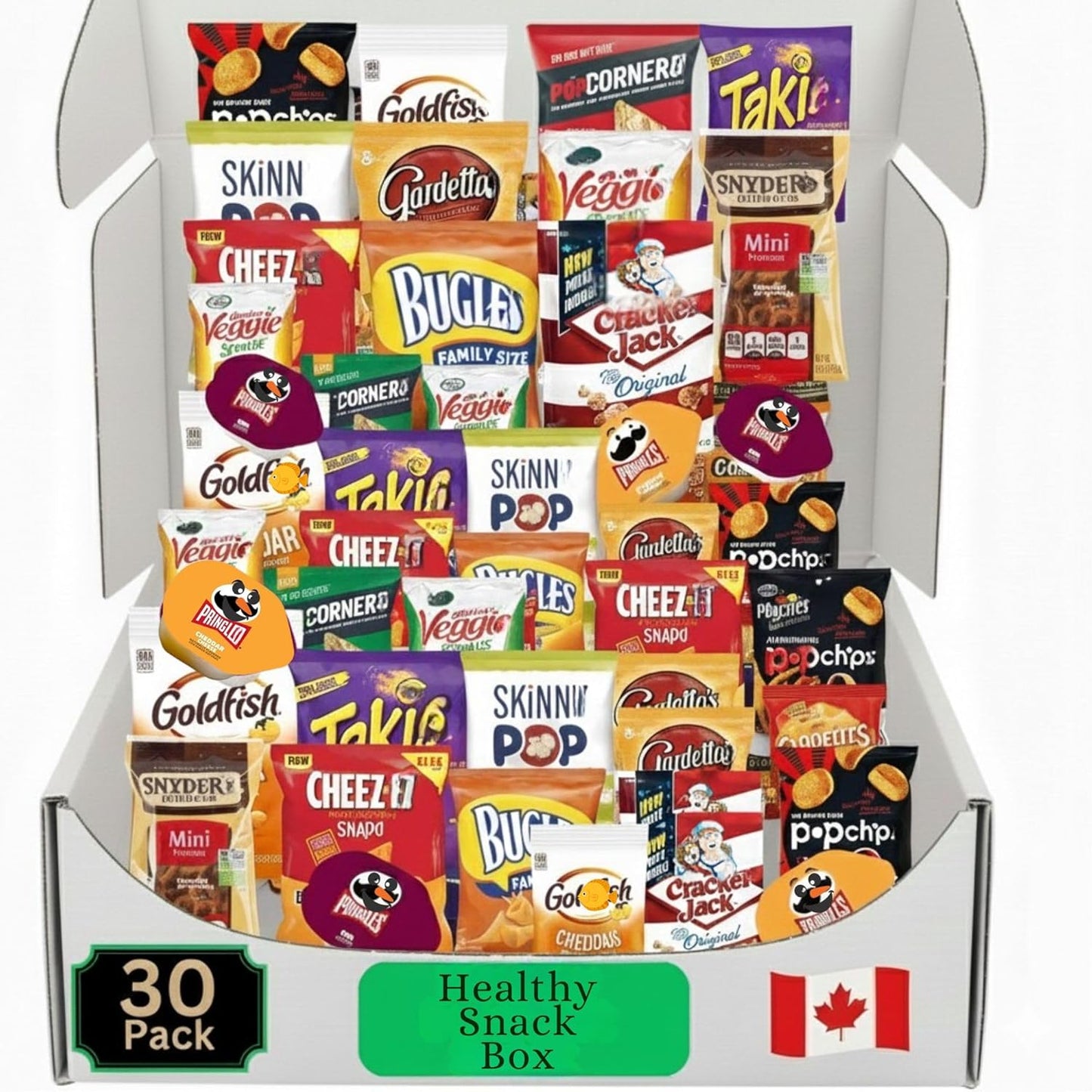 Snack Box Variety Pack, 30 Count, Candy Gift Basket, Care Package with Chips, Cookies, Bars, Birthday Treat for Women, Men, Adults, Teens, Kids