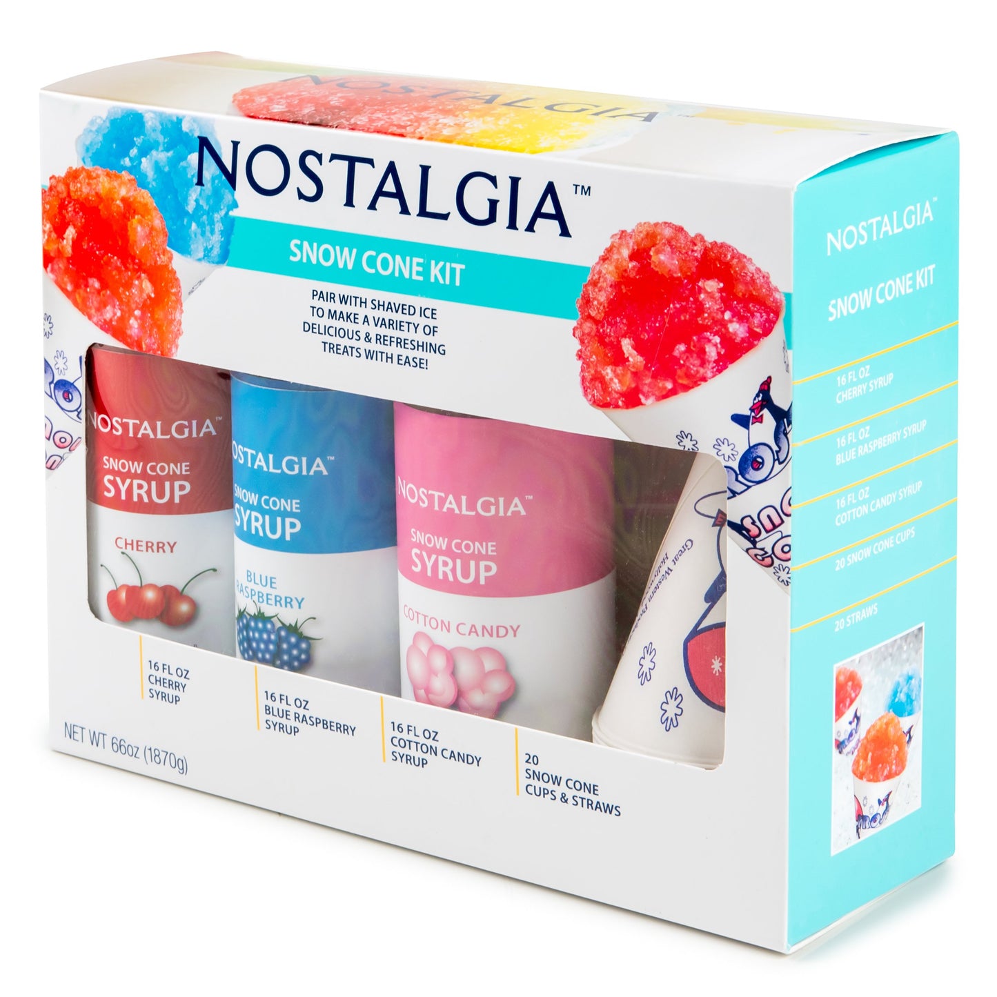Nostalgia RSM702BUN Retro Series Single Snow Cone Maker with Syrup Party Kit, One Size, Red