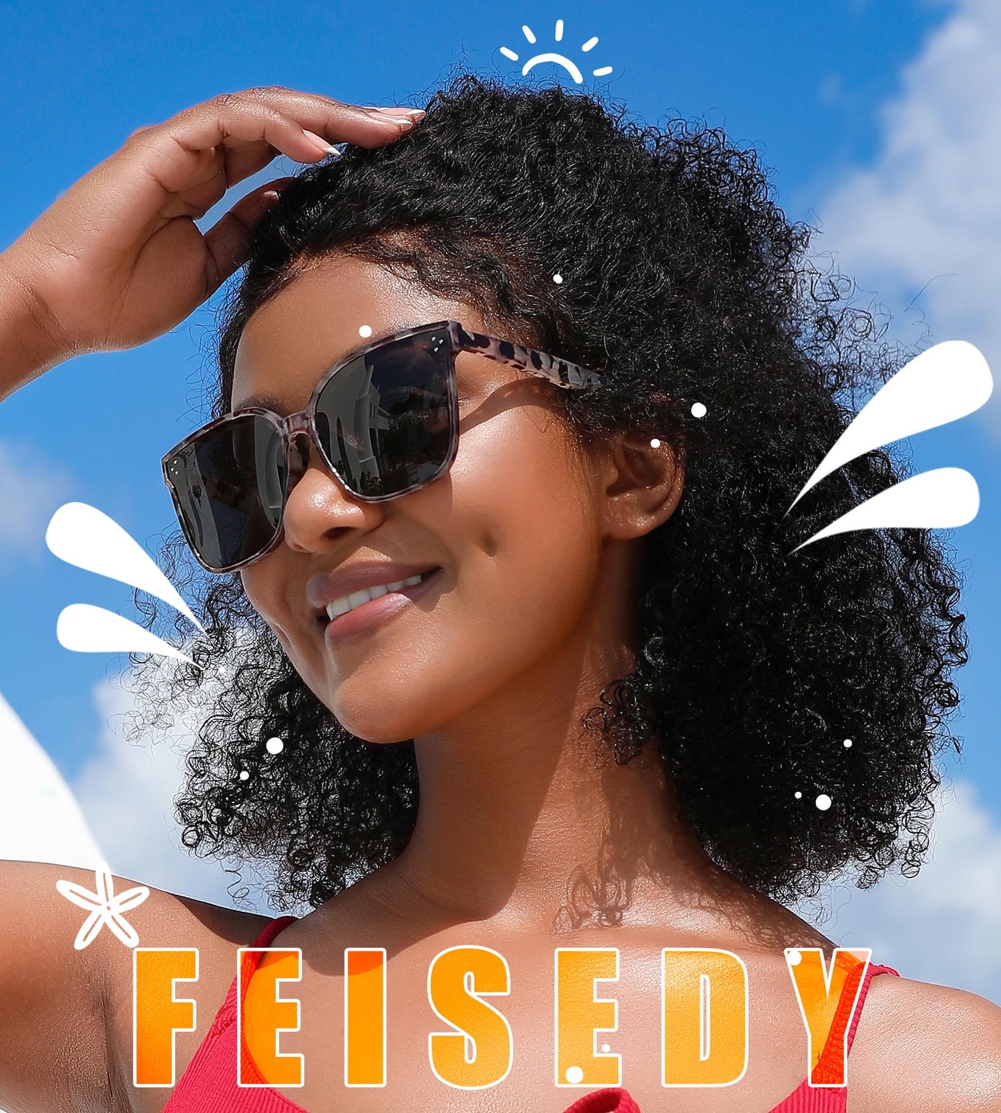 FEISEDY Lunettes de soleil polarisées carrées surdimensionnées rétro pour femmes et hommes, style minimaliste B2600