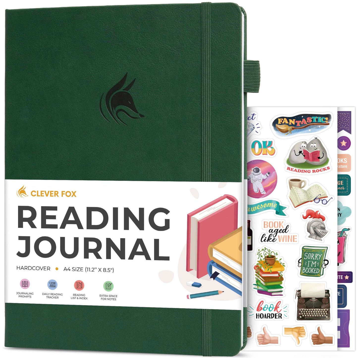 Journal de lecture en similicuir avec autocollants - Plusieurs coloris