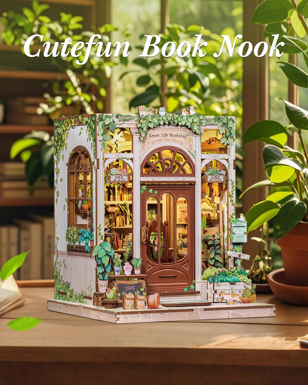 Cutefun Book Nook Kit, DIY Miniature House Kit for Adults, 3D Wooden Puzzle Mini House Building Kit with LED, Dollhouse Kit Bookshelf Insert Decor Creative Gifts for Teens (The Astrology Bookshop)