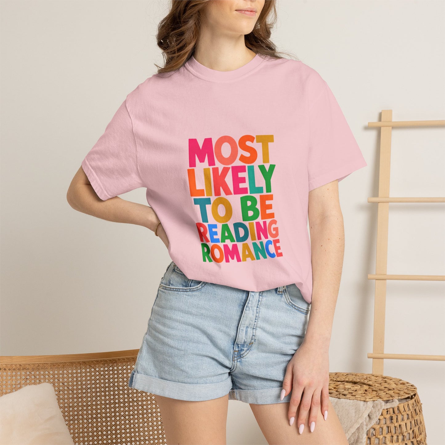 "Most Likely to Be Reading Romance" Colourful Book Lover Tee