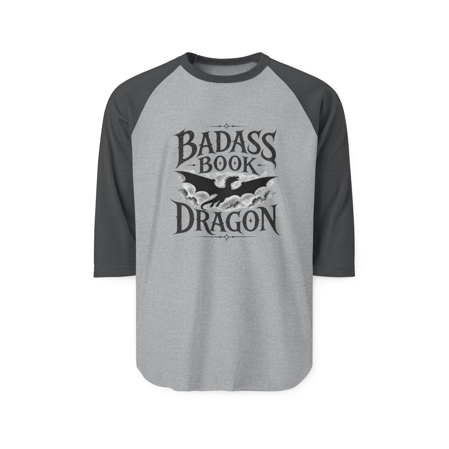 "Badass Book Dragon" Raglan Shirt — 3/4 Sleeve Reading Tee