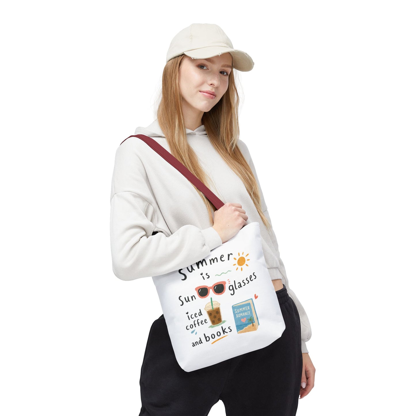 Summer Tote Bag — “Summer is Sunglasses, Iced Coffee and Books” Beach Book Bag