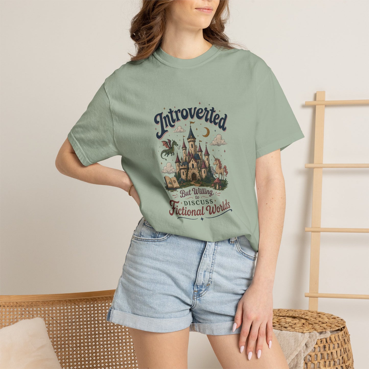 "Introverted But Willingly Discuss Fictional Worlds" Fantasy Lovers T-Shirt