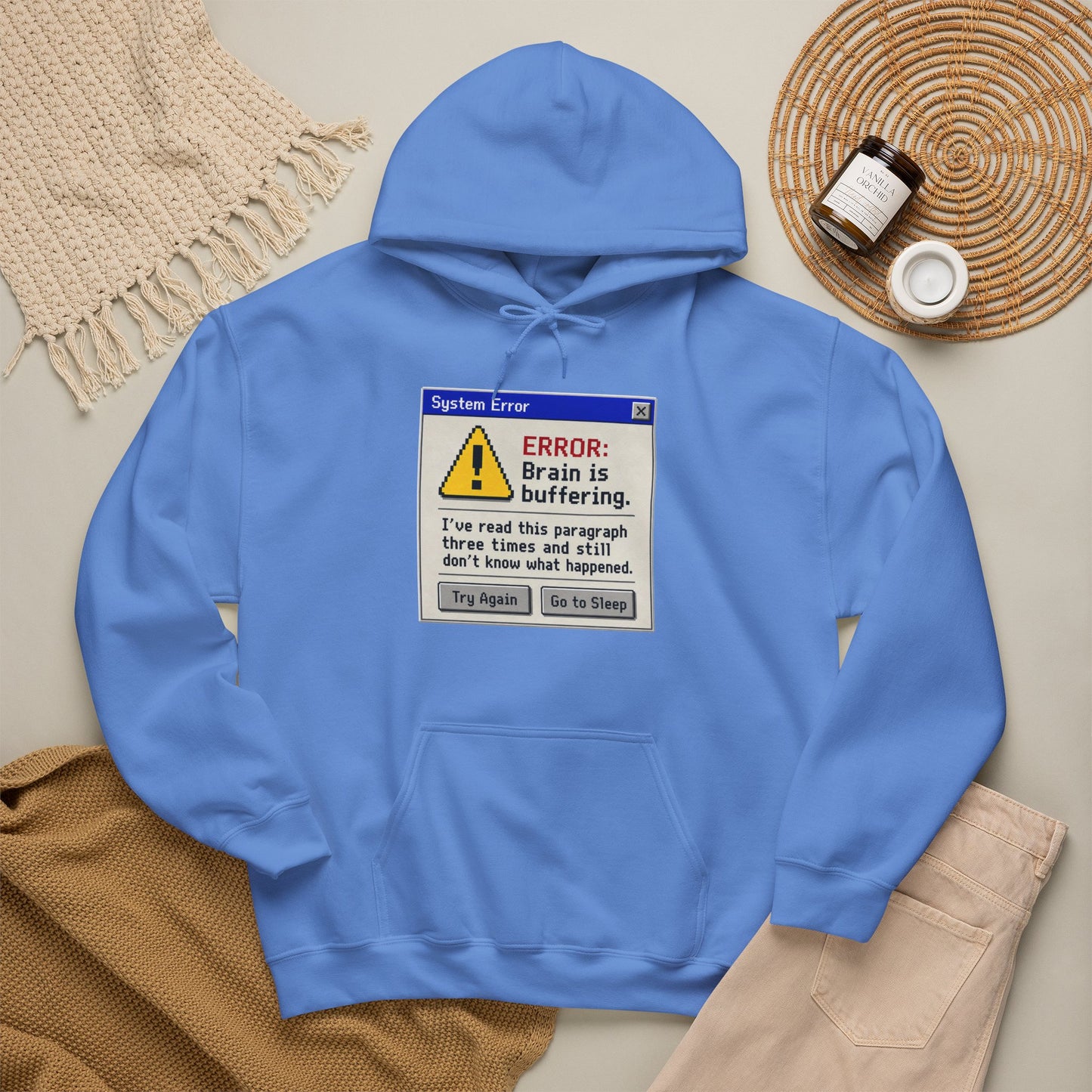 Neurospicy "ERROR: Brain is buffering" Retro Computer Alert Graphic Hoodie
