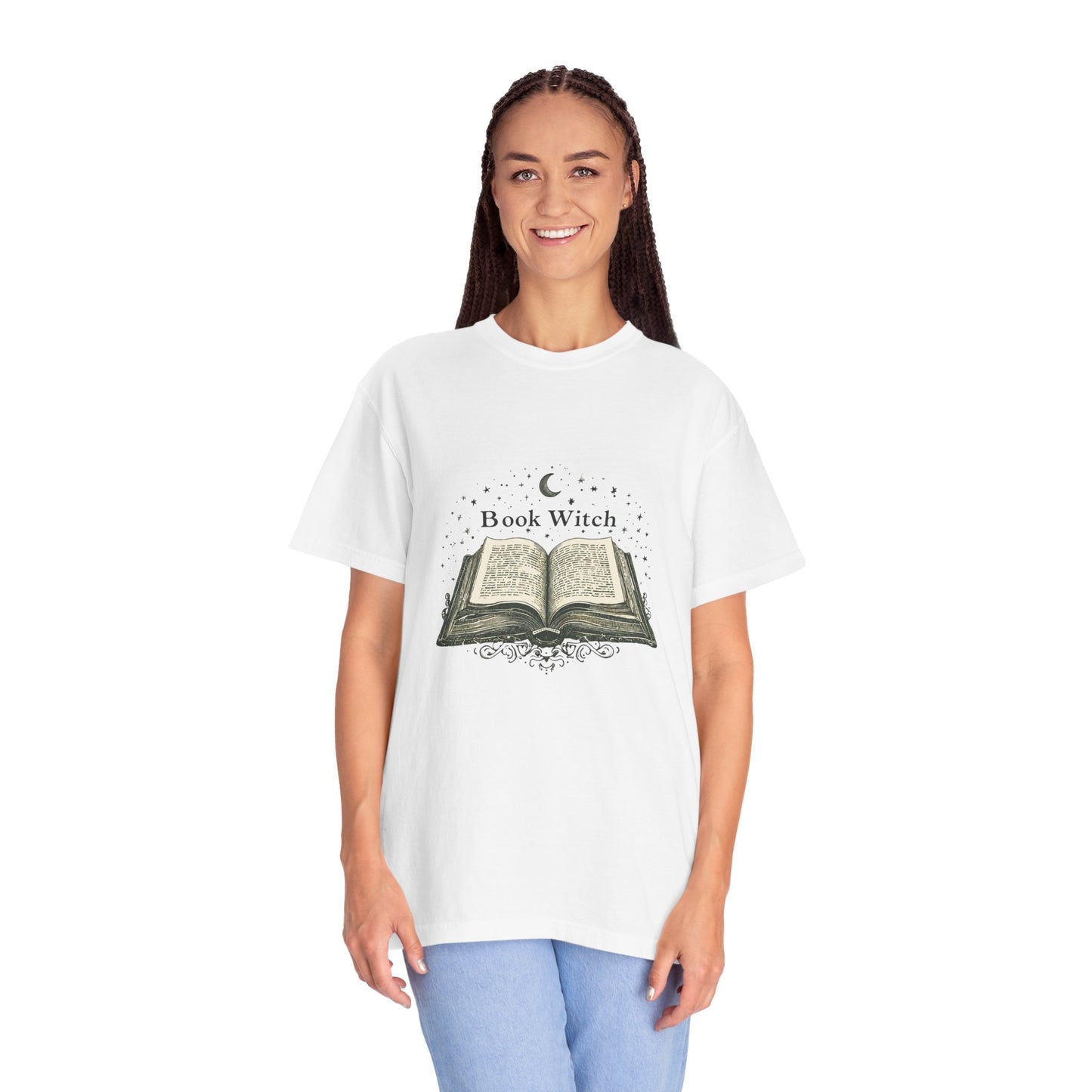 "Book Witch" T-Shirt — Vintage Open Spellbook Design for Readers & Witches