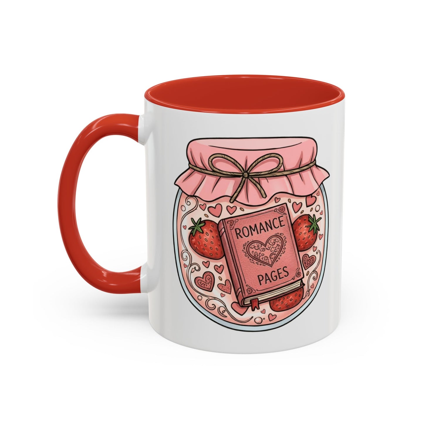 "Romance Pages" Jam Jar Coffee Mug — Cute Strawberry Jam Romance Readers Mug (11/15oz)
