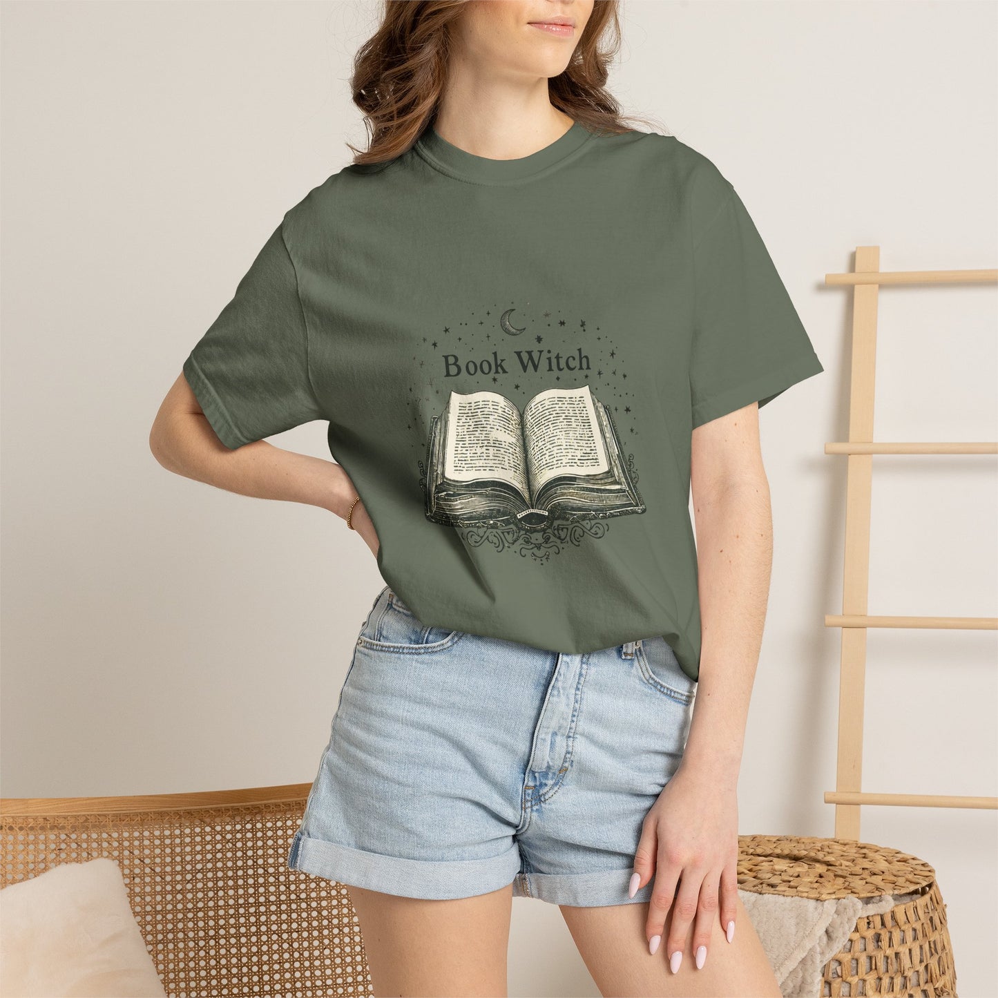 "Book Witch" T-Shirt — Vintage Open Spellbook Design for Readers & Witches