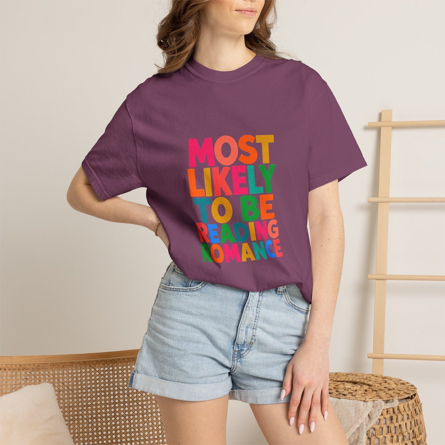 "Most Likely to Be Reading Romance" Colourful Book Lover Tee