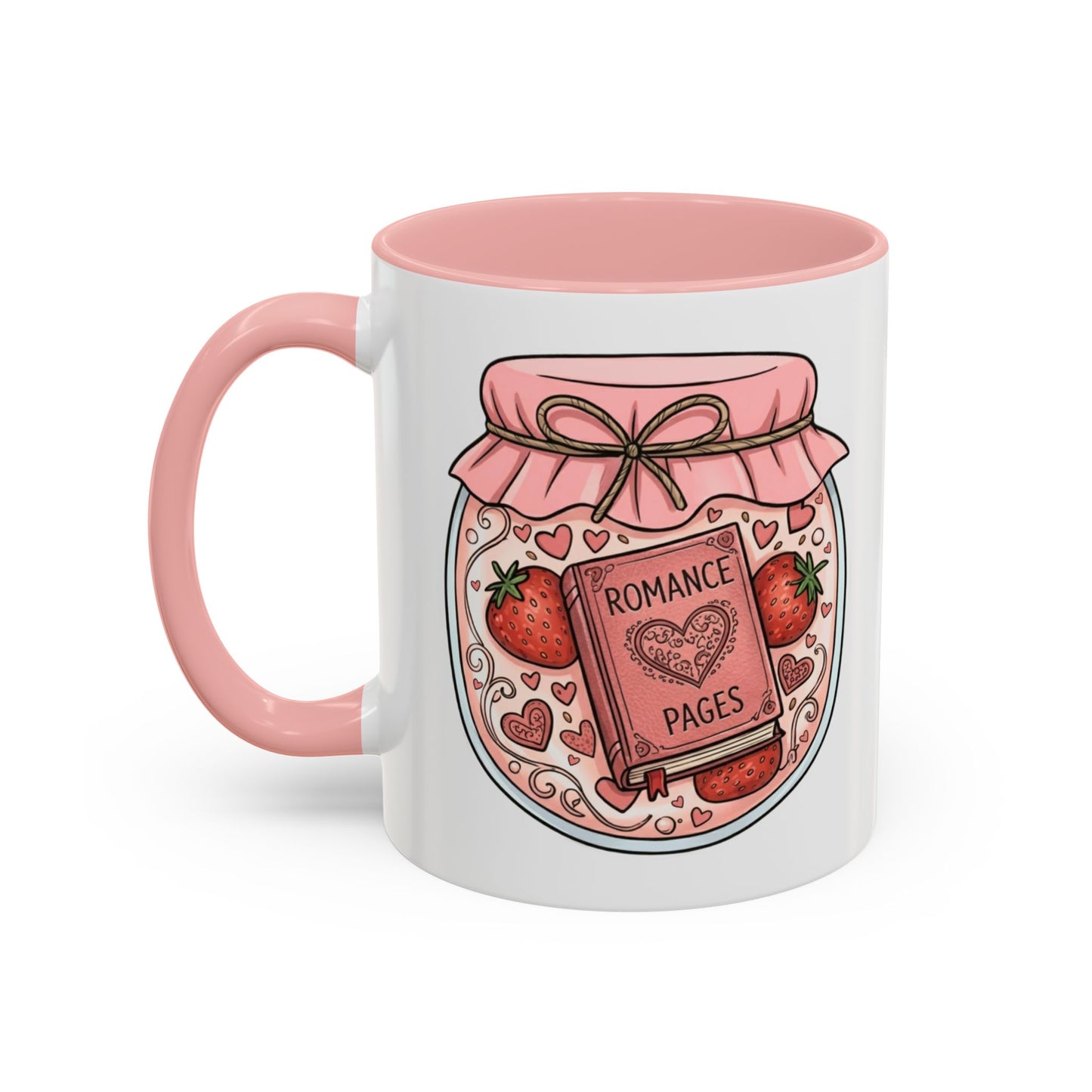 "Romance Pages" Jam Jar Coffee Mug — Cute Strawberry Jam Romance Readers Mug (11/15oz)