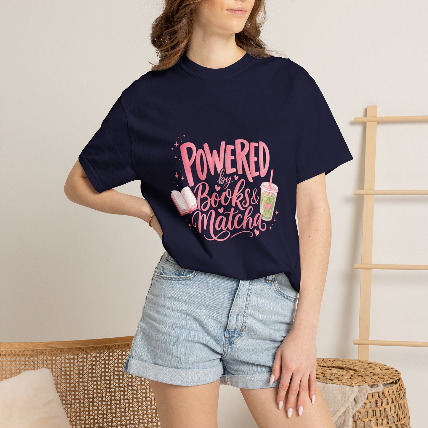"Powered by Books & Matcha" T-Shirt