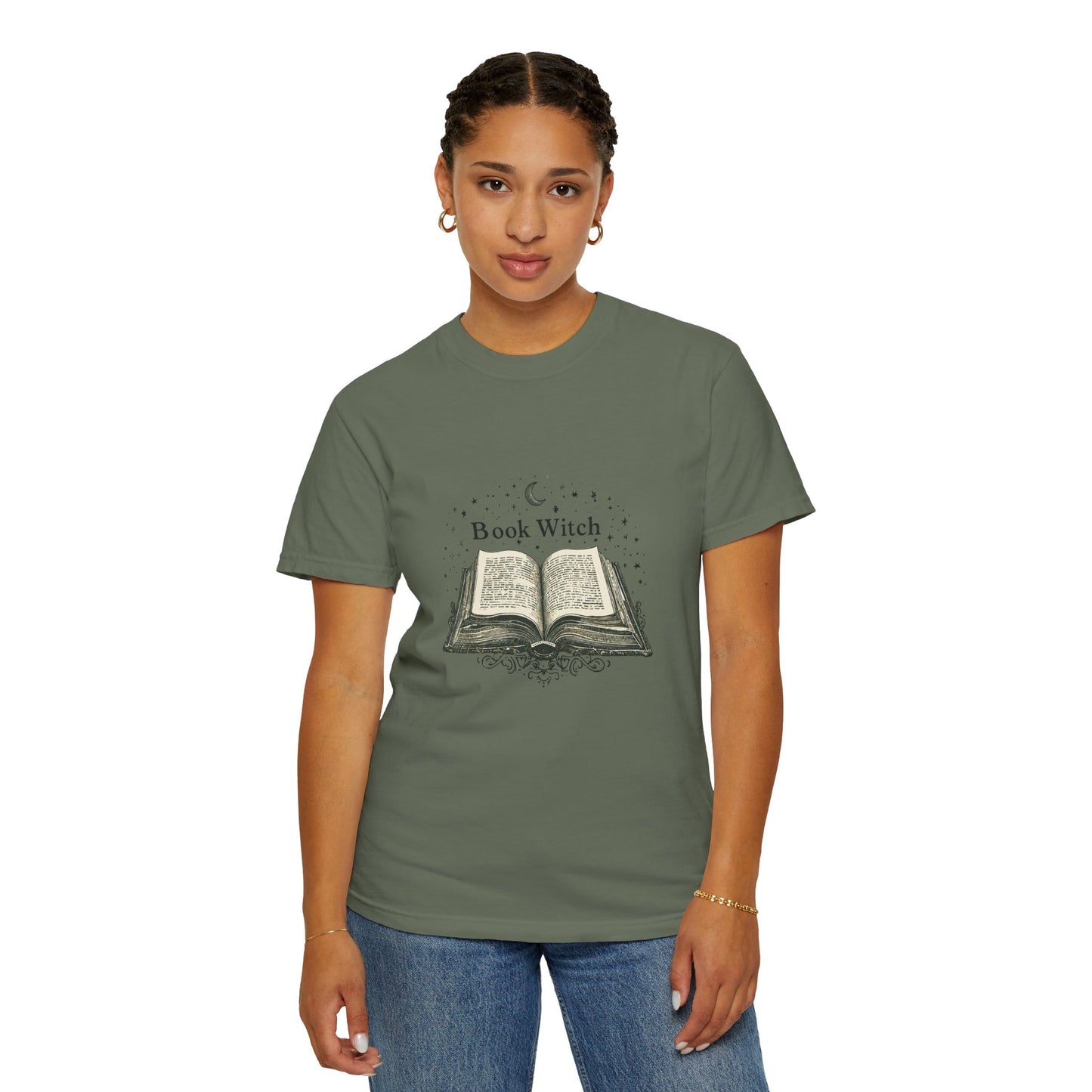 "Book Witch" T-Shirt — Vintage Open Spellbook Design for Readers & Witches