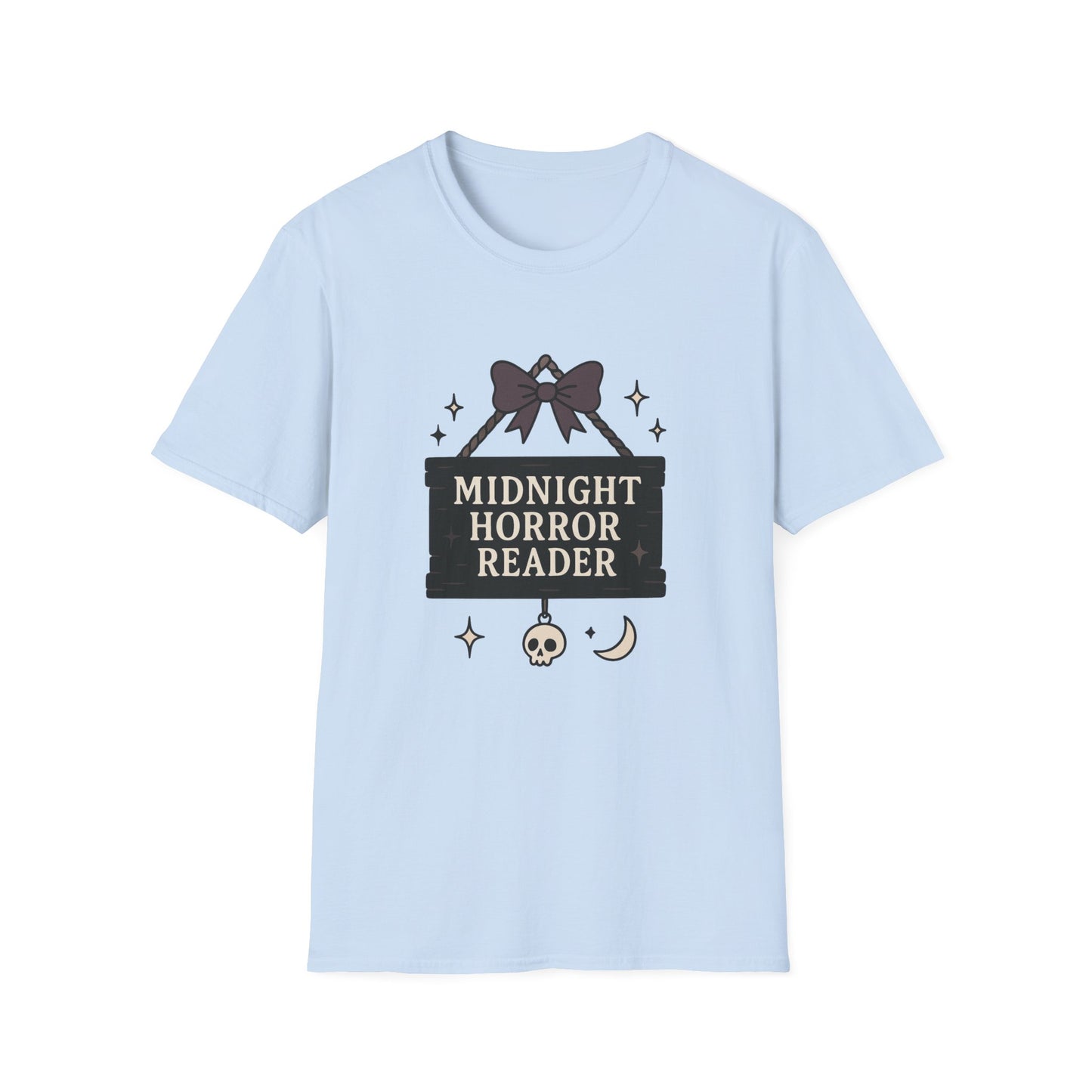Lightweight Fabric - "Midnight Horror Reader" T-Shirt — Spooky Book Lover Graphic Tee