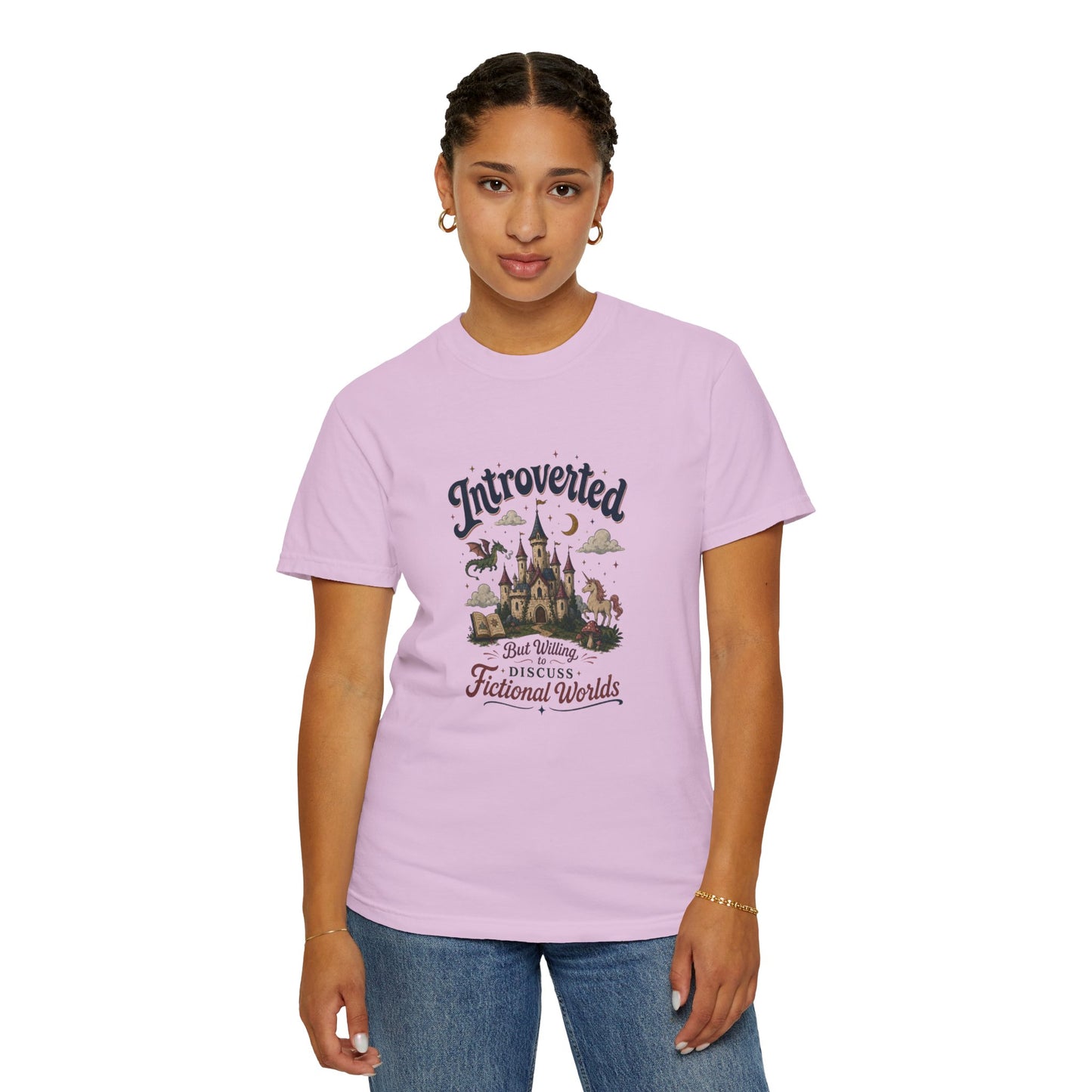 "Introverted But Willingly Discuss Fictional Worlds" Fantasy Lovers T-Shirt