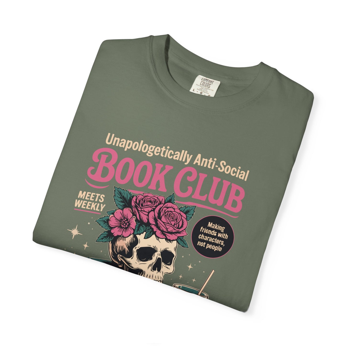 "Unapologetically Anti-Social Book Club" T-Shirt — Skull & Books Graphic Tee for Avid Readers