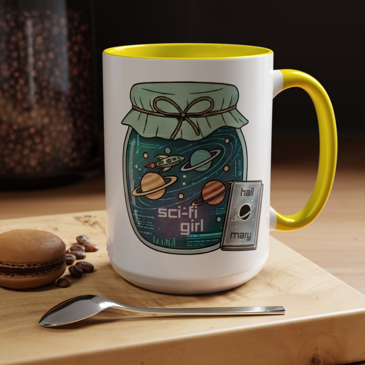 "Sci‑Fi Girl" JamJar Mug — Space Planets Accent Coffee Cup (11/15oz)