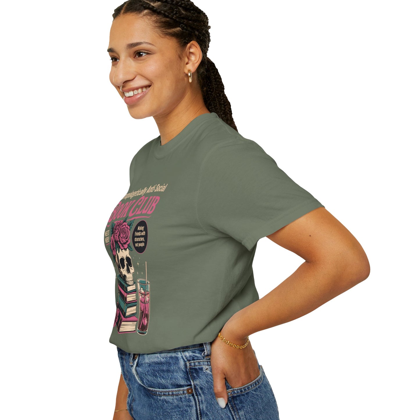 "Unapologetically Anti-Social Book Club" T-Shirt — Skull & Books Graphic Tee for Avid Readers