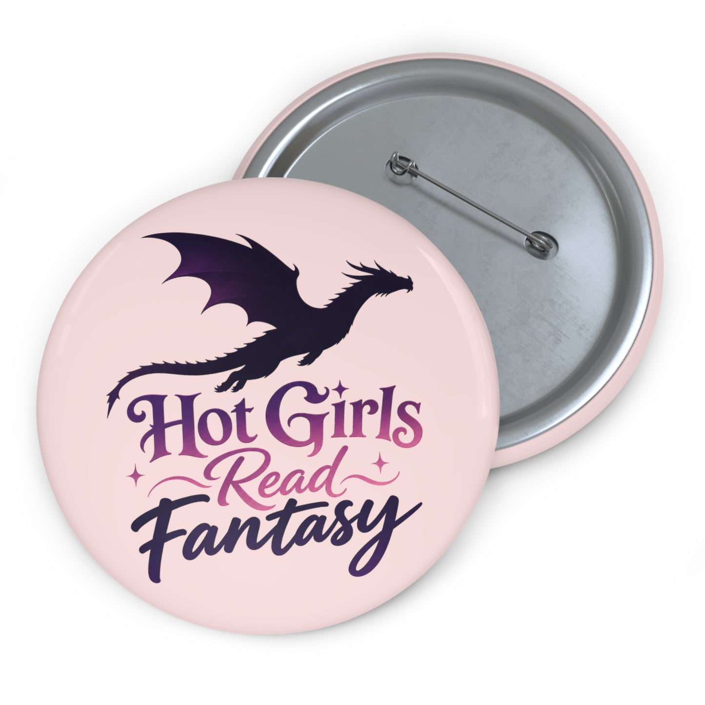 Pin Button — "Hot Girls Read Fantasy" Dragon Badge