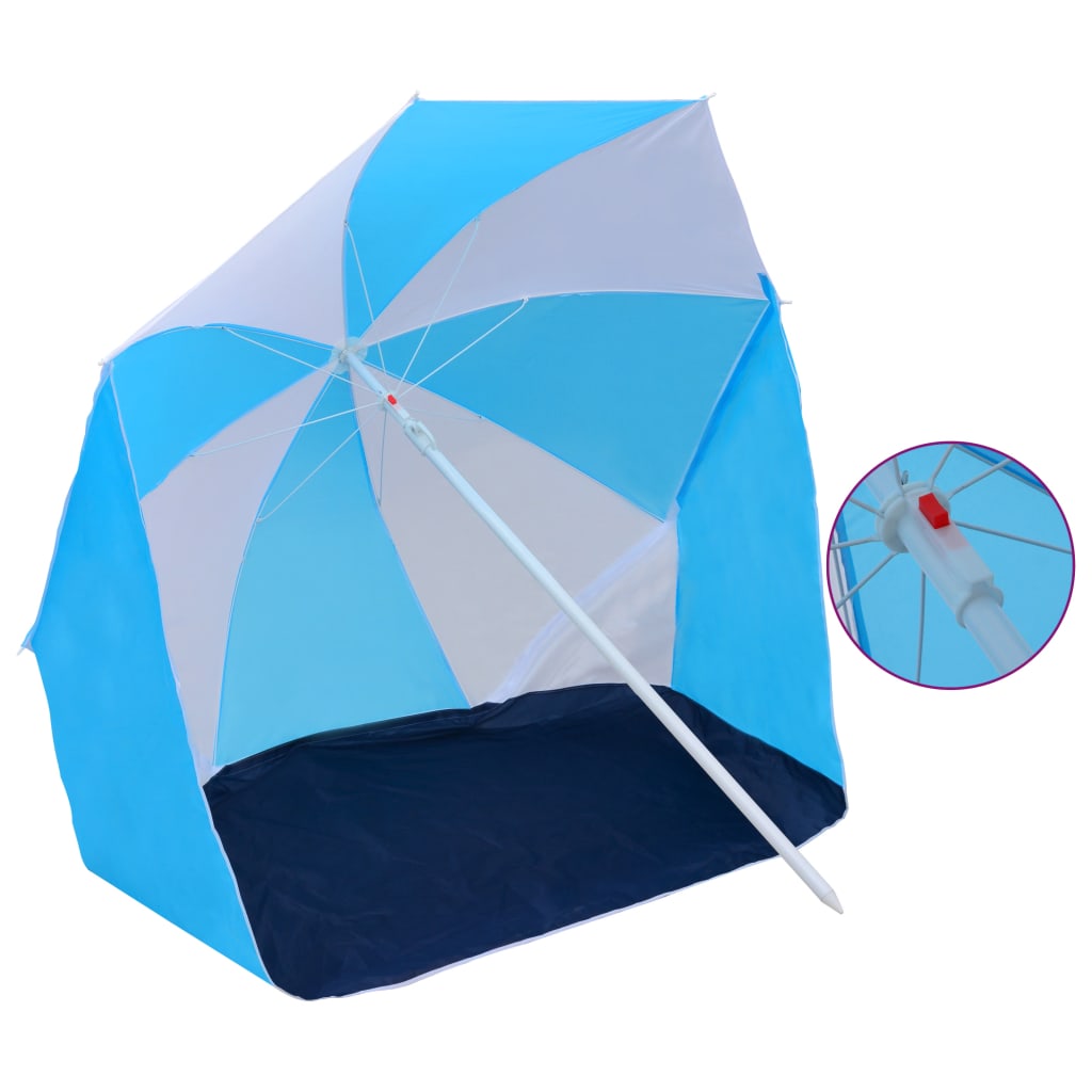 Parasol de plage NNEVL bleu et blanc 180 cm Tissu