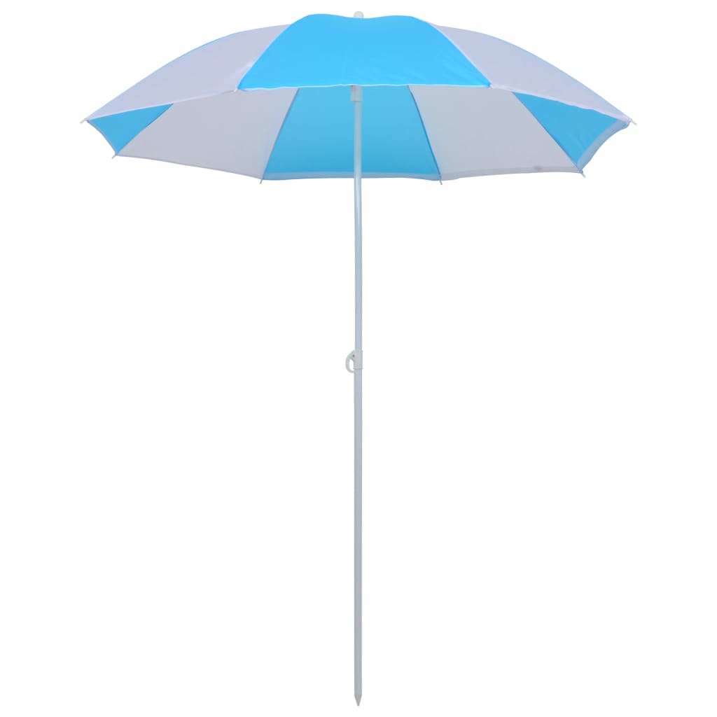 Parasol de plage NNEVL bleu et blanc 180 cm Tissu