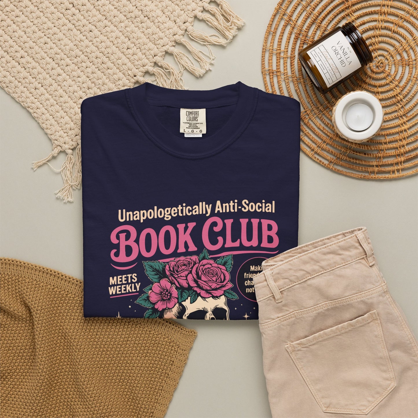 "Unapologetically Anti-Social Book Club" T-Shirt — Skull & Books Graphic Tee for Avid Readers
