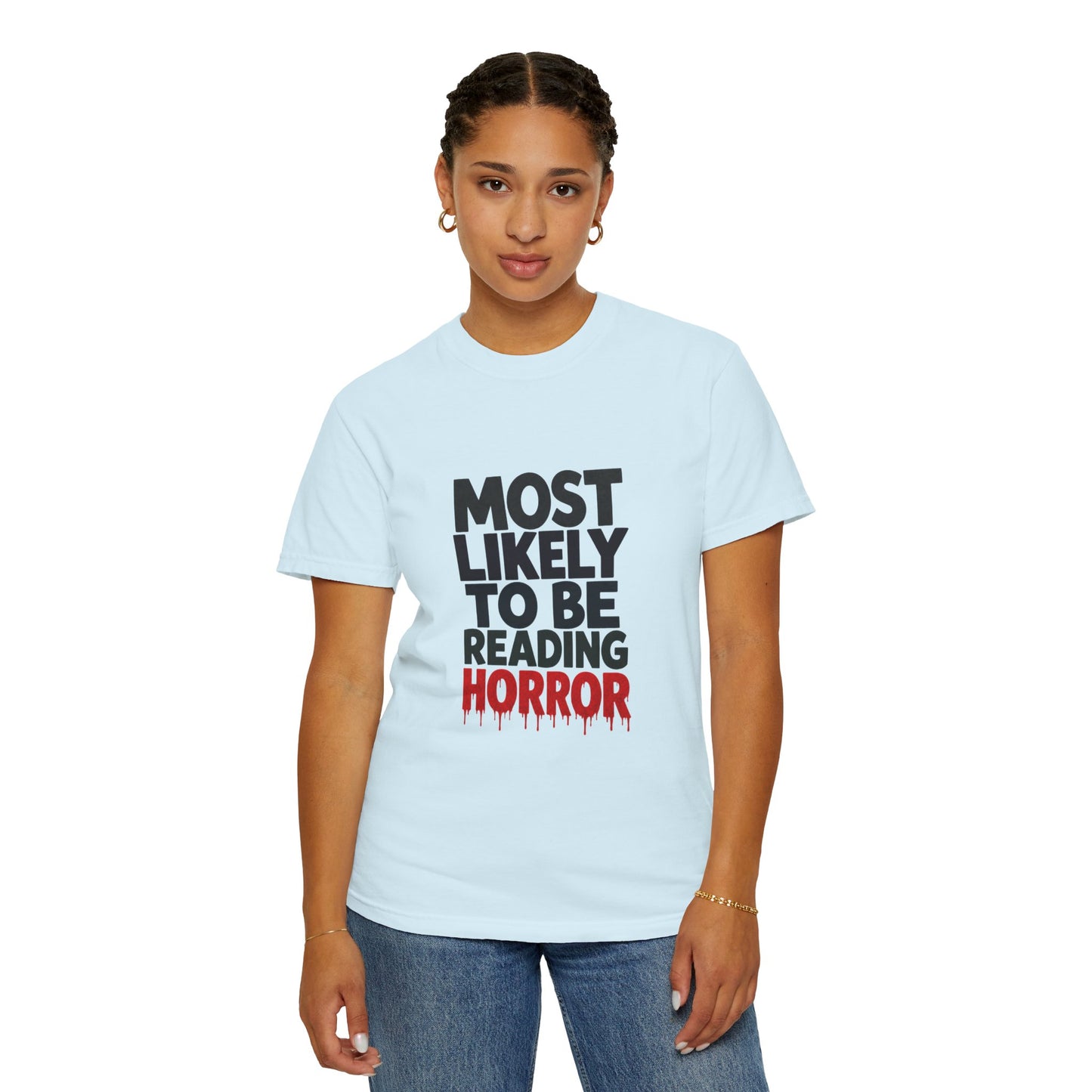 Horror Reader T-Shirt — "Most Likely to Be Reading Horror" Graphic Tee