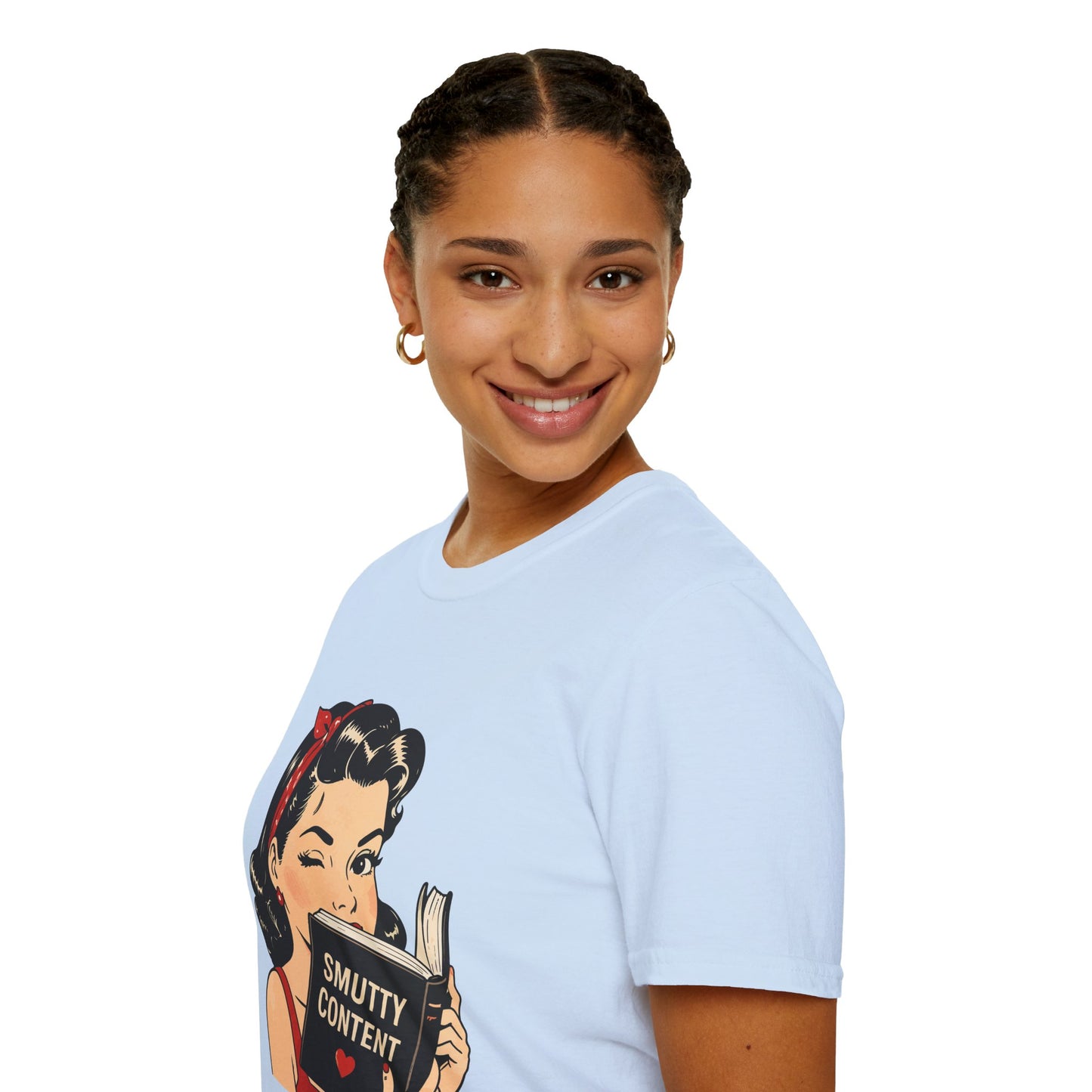 Lightweight Fabric - Vintage Pin-up Reading Tee — "Smutty Content" Graphic T-Shirt