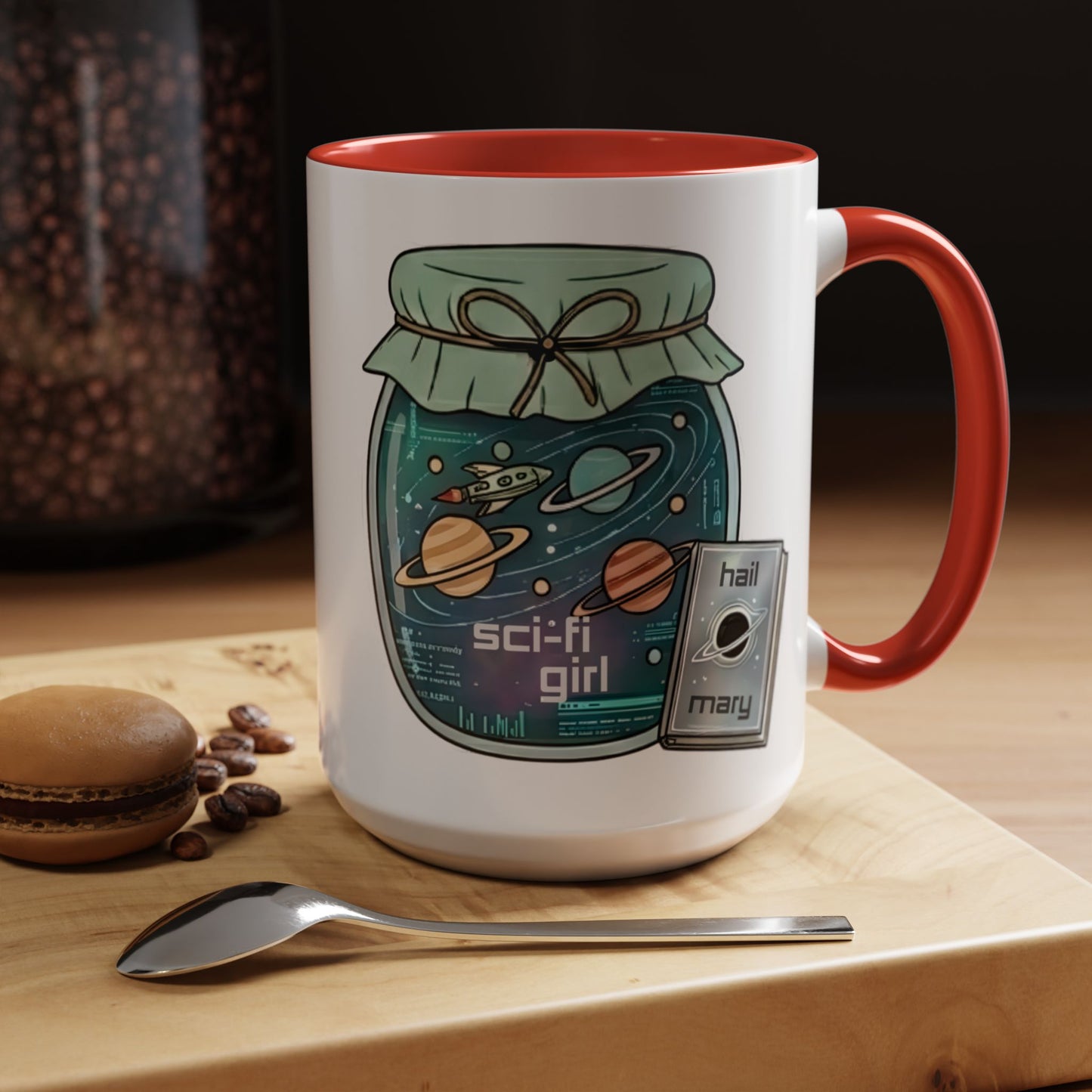 "Sci‑Fi Girl" JamJar Mug — Space Planets Accent Coffee Cup (11/15oz)