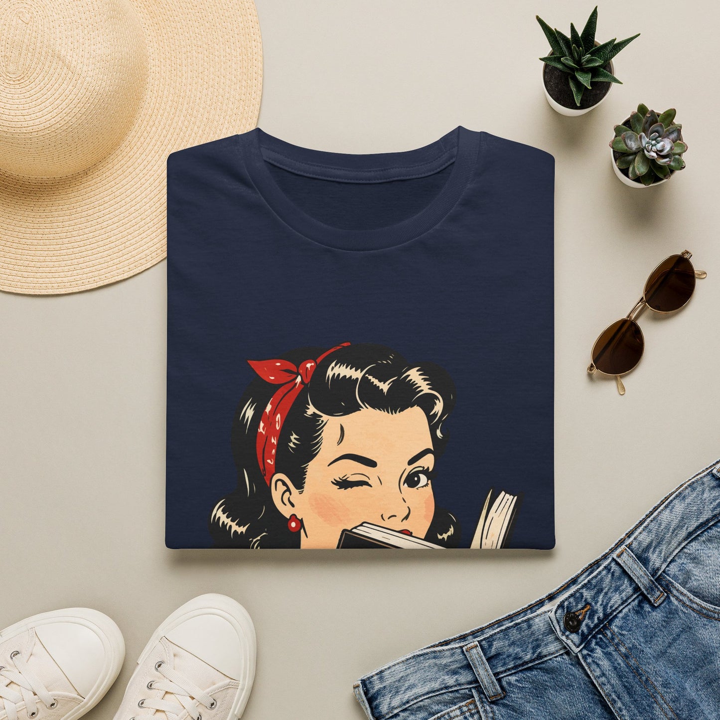 Lightweight Fabric - Vintage Pin-up Reading Tee — "Smutty Content" Graphic T-Shirt