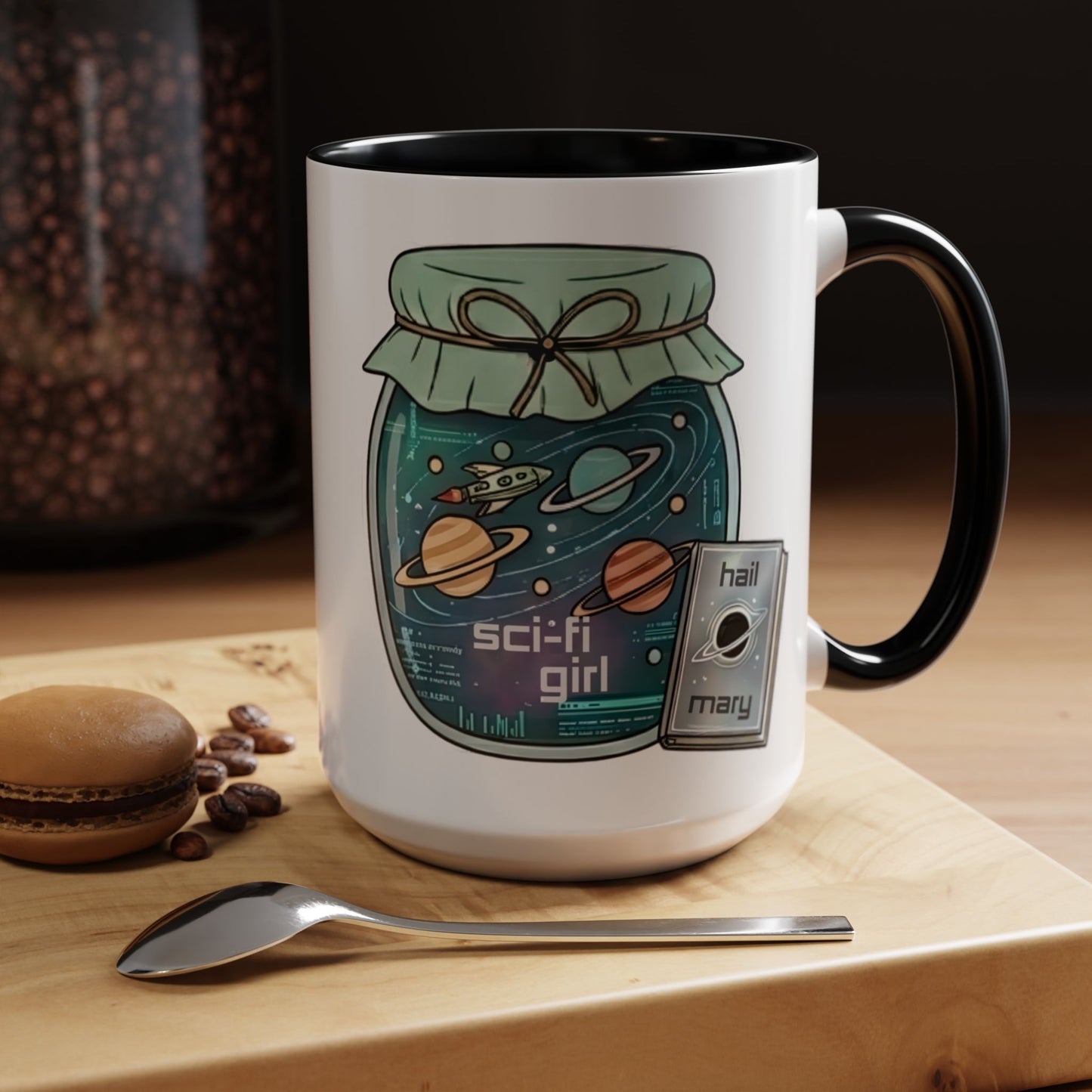 "Sci‑Fi Girl" JamJar Mug — Space Planets Accent Coffee Cup (11/15oz)