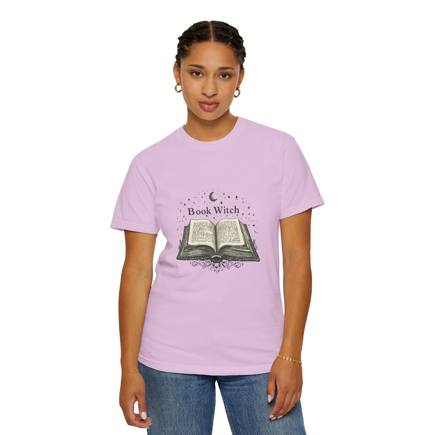 "Book Witch" T-Shirt — Vintage Open Spellbook Design for Readers & Witches