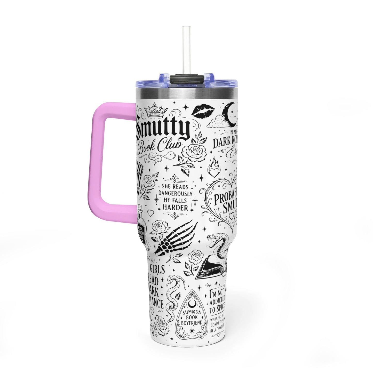 40oz Tumbler — "In My Dark Romance Era (Probably Smut)" Graphic Vacuum Travel Mug