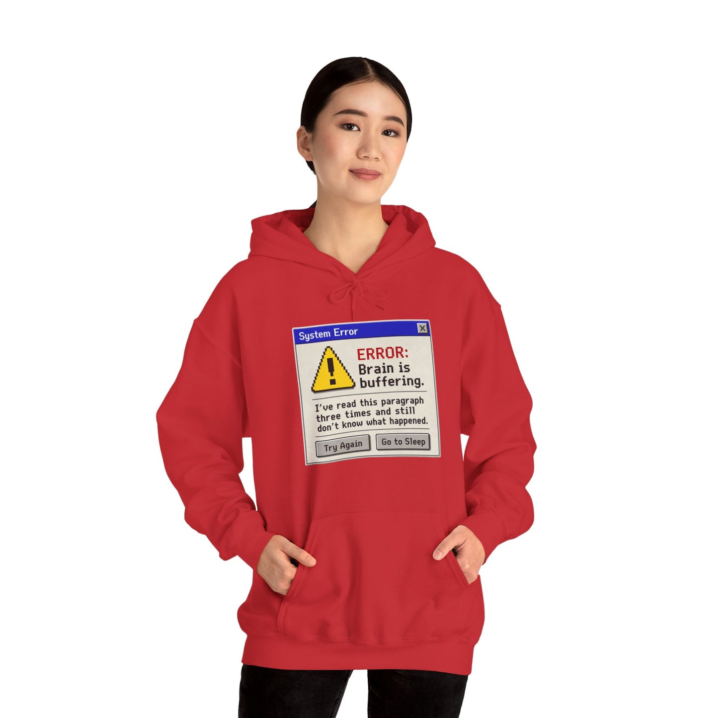 Neurospicy "ERROR: Brain is buffering" Retro Computer Alert Graphic Hoodie