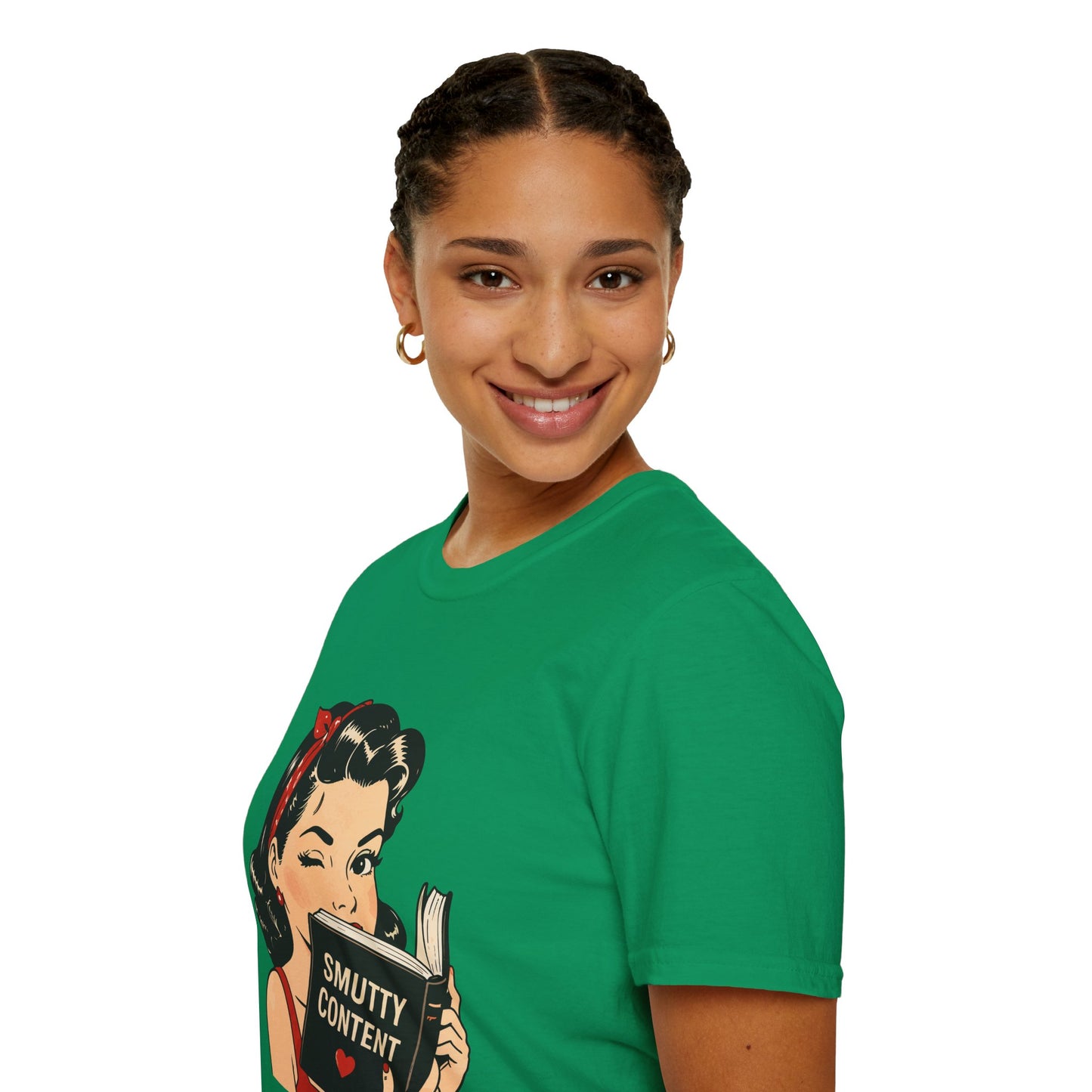 Lightweight Fabric - Vintage Pin-up Reading Tee — "Smutty Content" Graphic T-Shirt