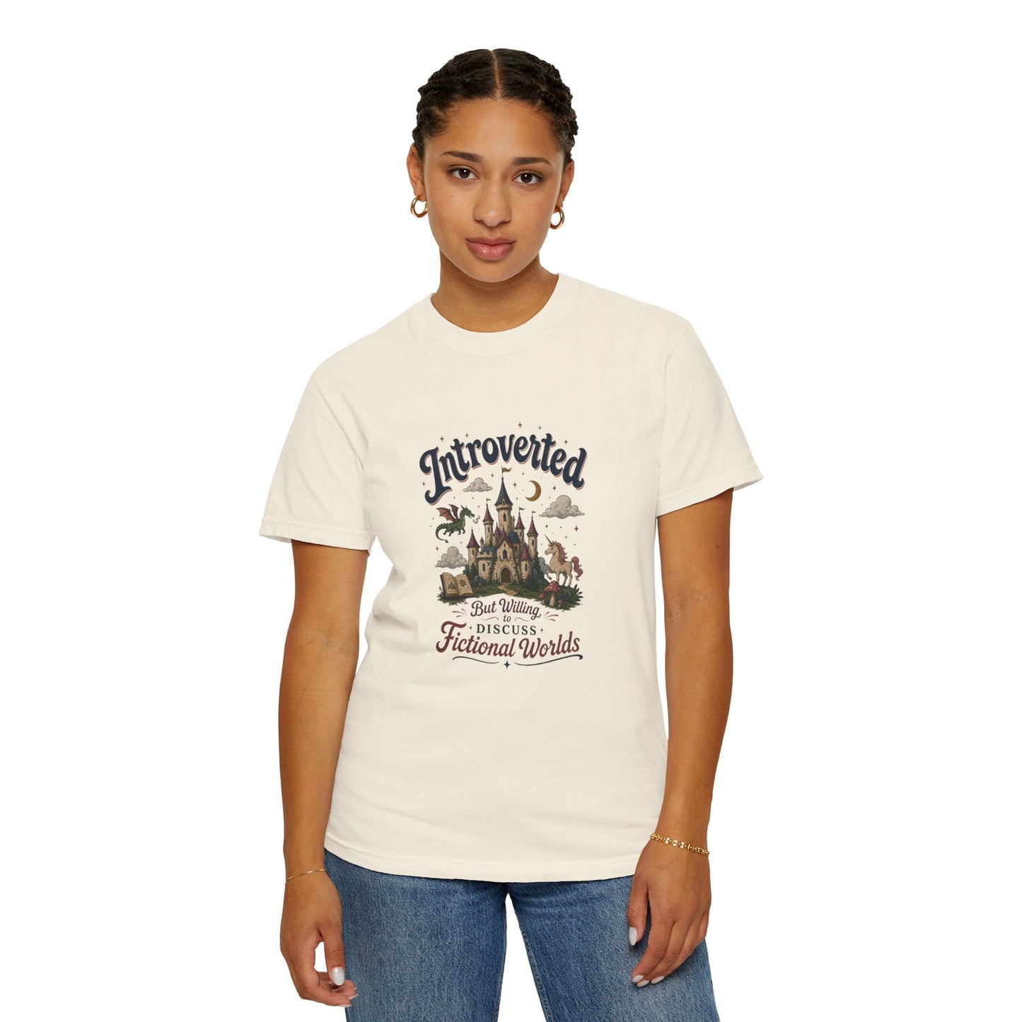 "Introverted But Willingly Discuss Fictional Worlds" Fantasy Lovers T-Shirt